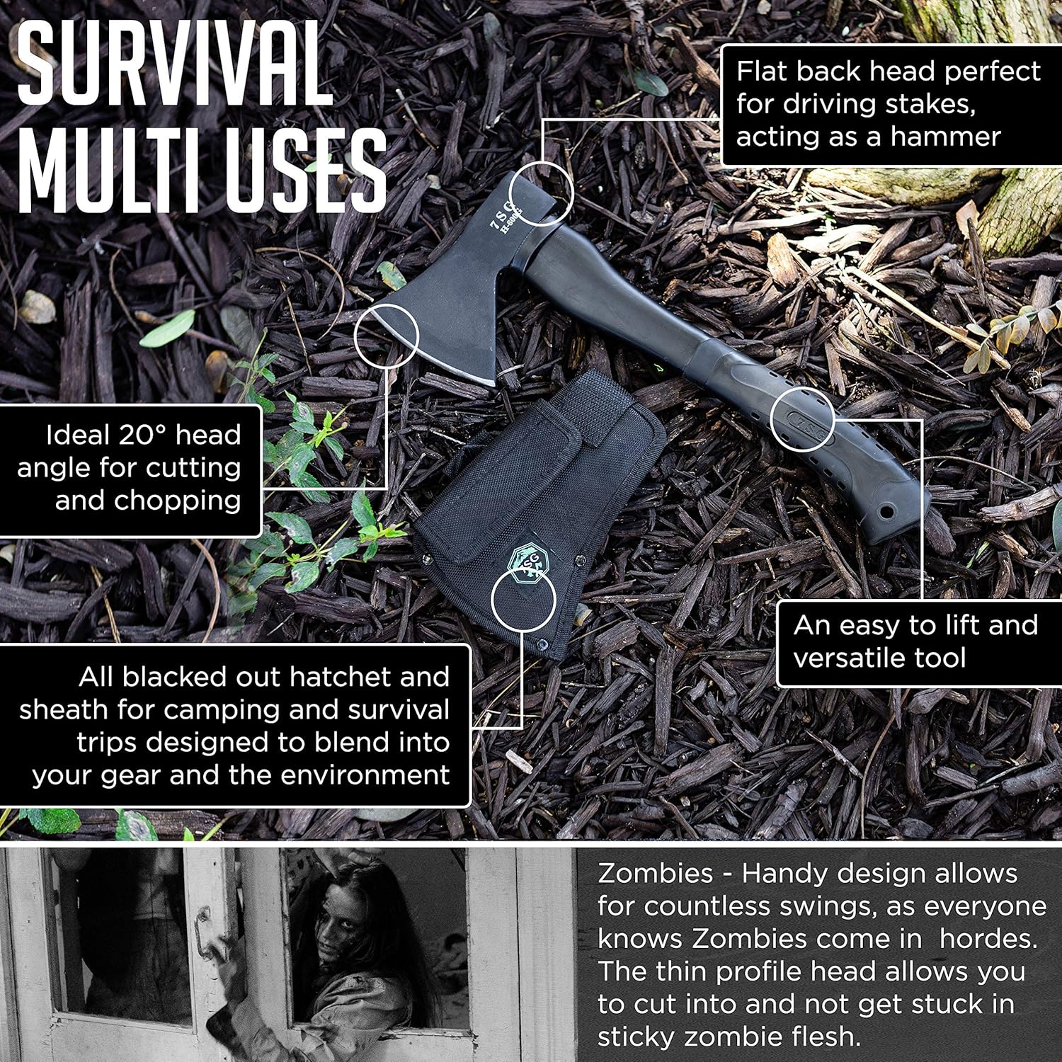 Camping Axe - Camping Hatchet with Sheath -Survival Throwing Axe - Survival Hatchets for Camping and Chopping Wood - Tactical and Survival Hatchet