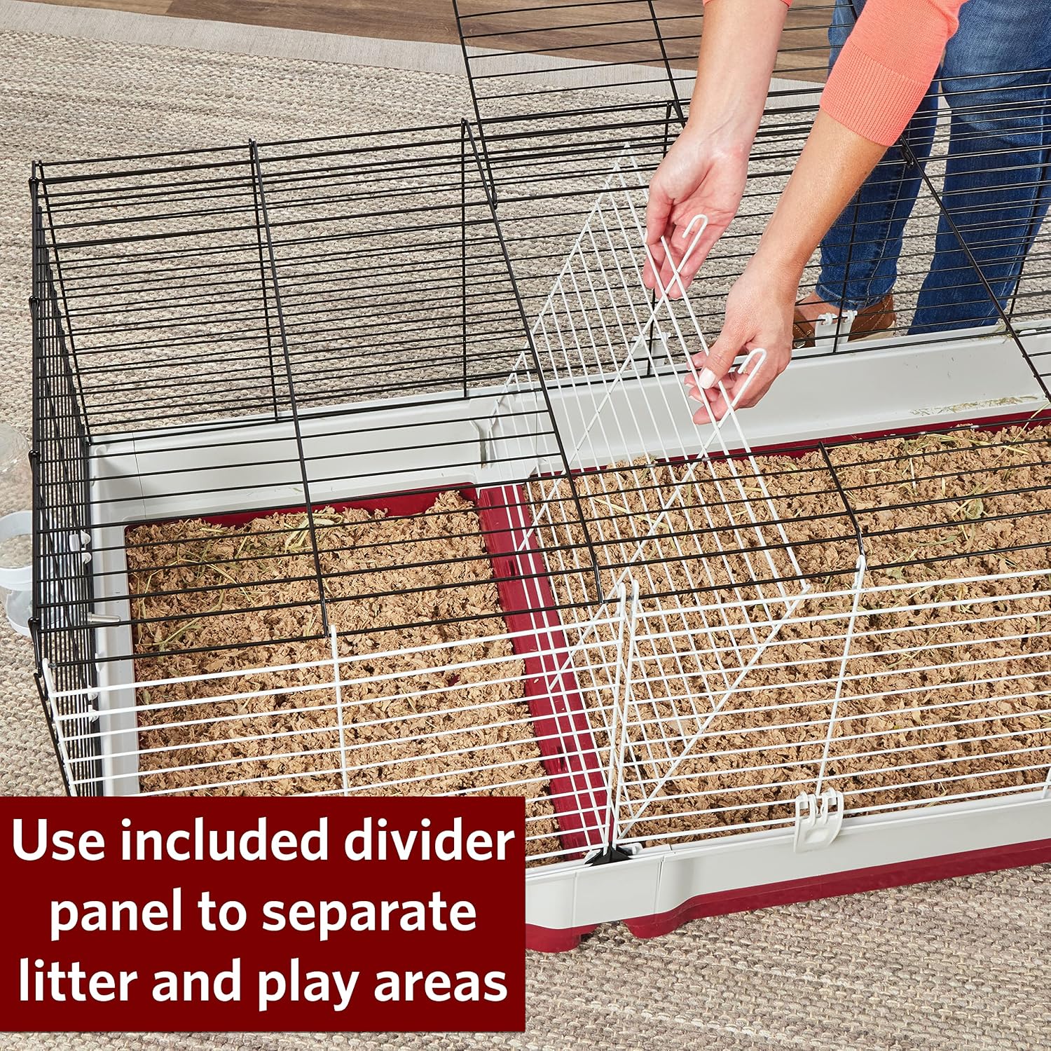 MidWest Homes for Pets 158 Wabbitat Deluxe Rabbit Home, Rabbit Cage, 39.5 L x 23.75 W x 19.75 H Inch, Maroon/White