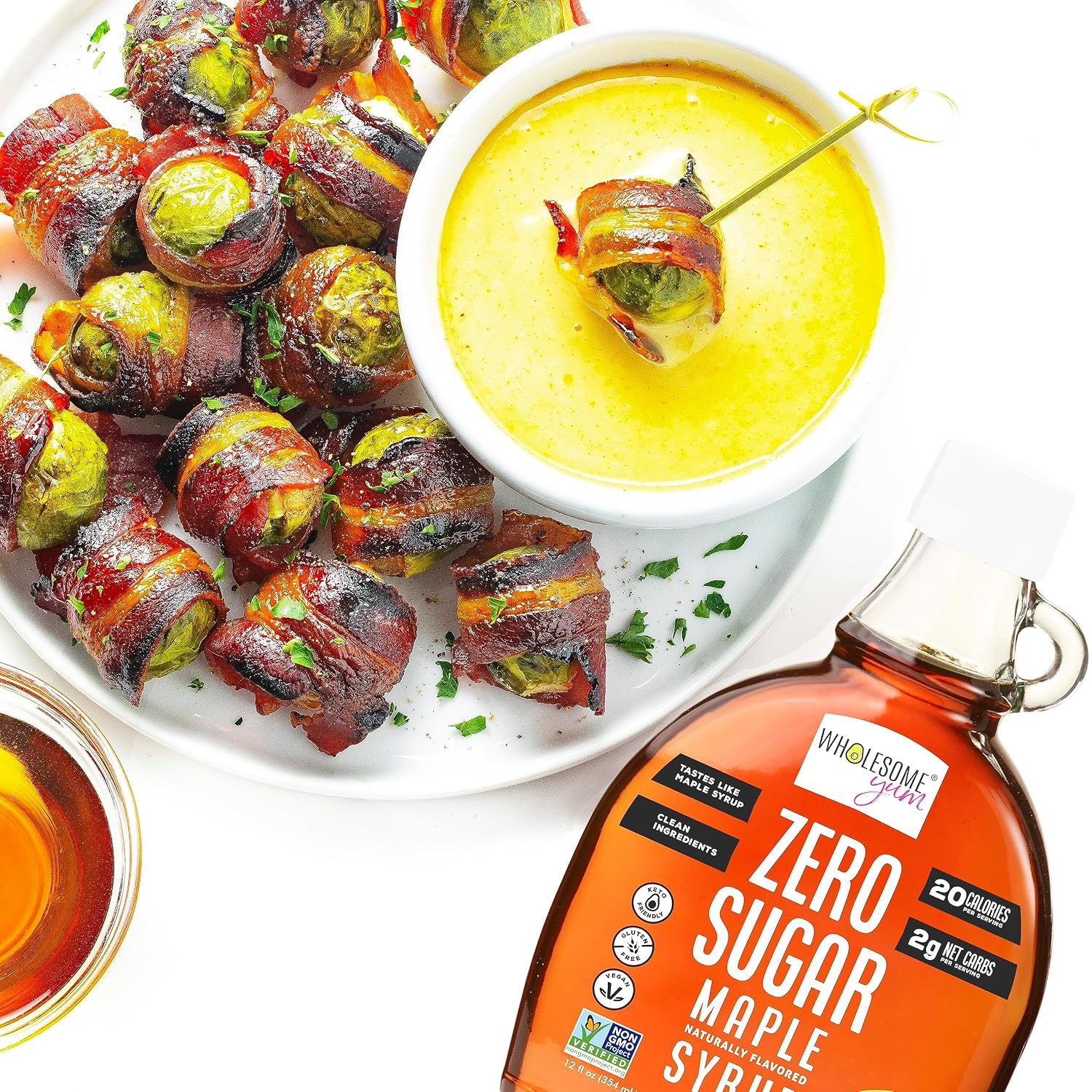 Wholesome Yum Zero Sugar Maple Syrup, Monk Fruit Allulose Keto Maple Syrup