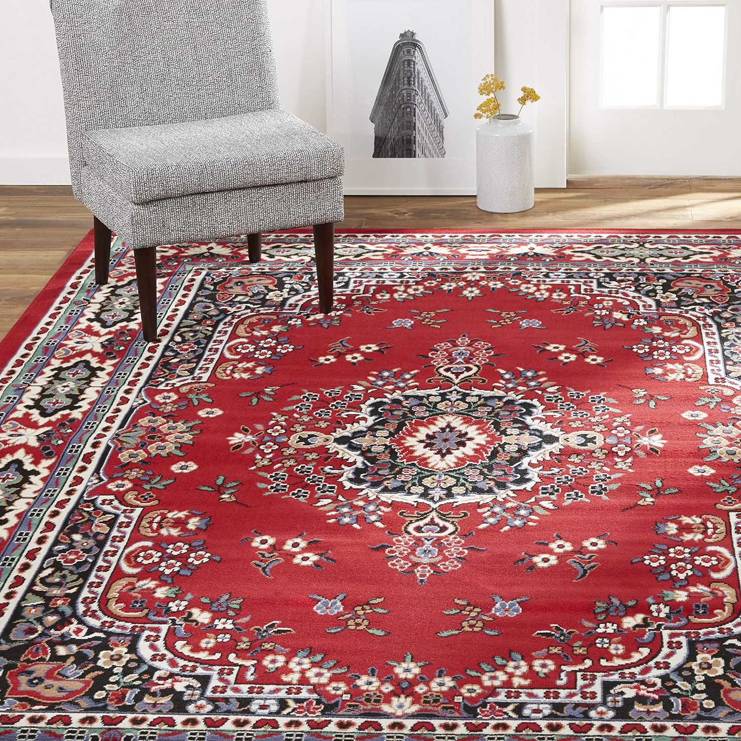 Home Dynamix Premium Sakarya Traditional Medallion Border Area Rug, Ivory/Brown, 7'9"x10'8" Rectangle