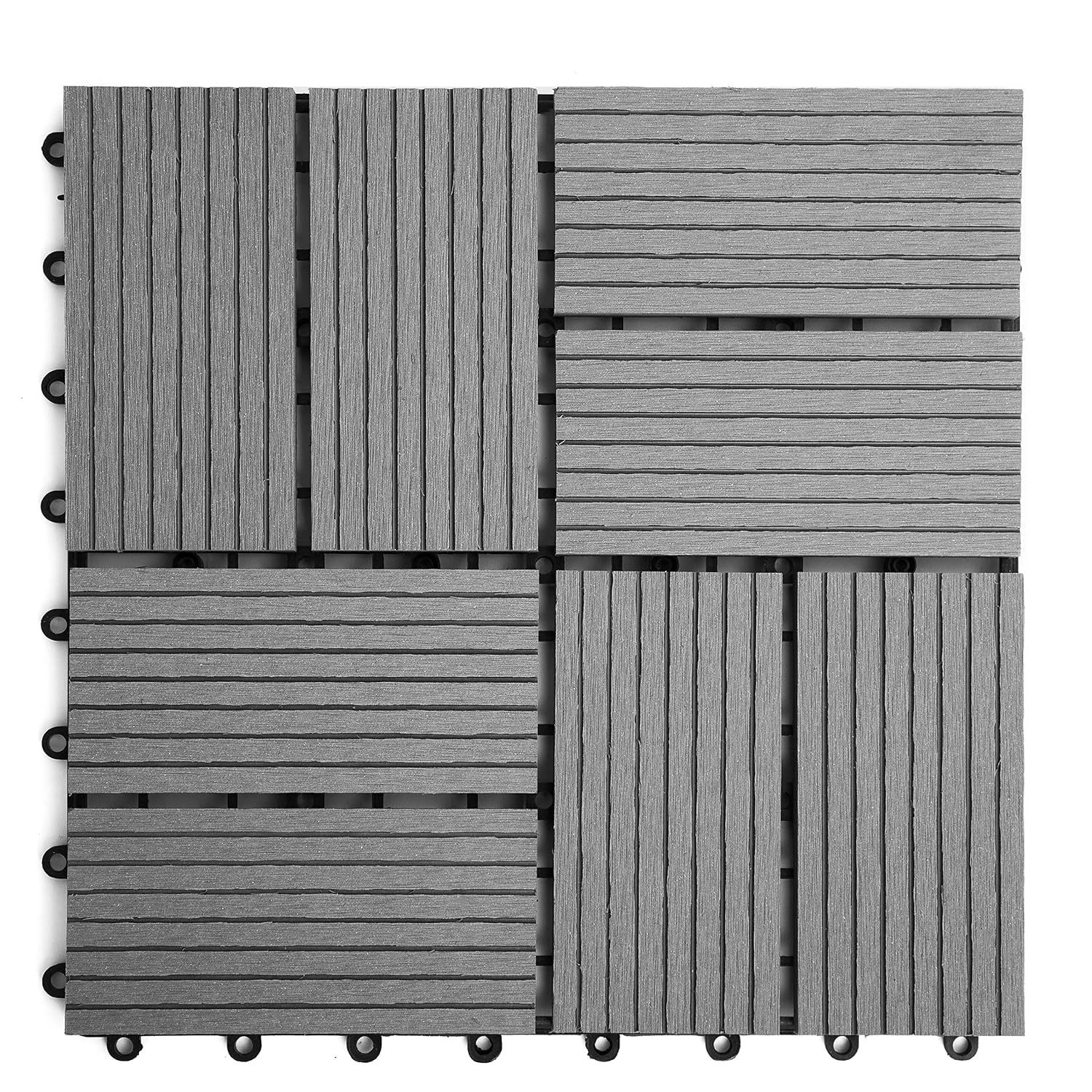 IncStores Helios Interlocking Patio Deck Tiles | All Weather | Waterproof Outdoor Flooring for Patio, Balcony Flooring, Garden and Poolside | 12"x12" | 11 Gray 6 Slate Tiles