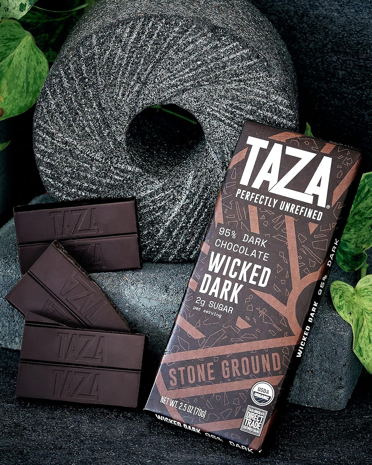 Taza Chocolate, 95% Wicked Dark Amaze Bar, 2.5 oz bars, case of 10