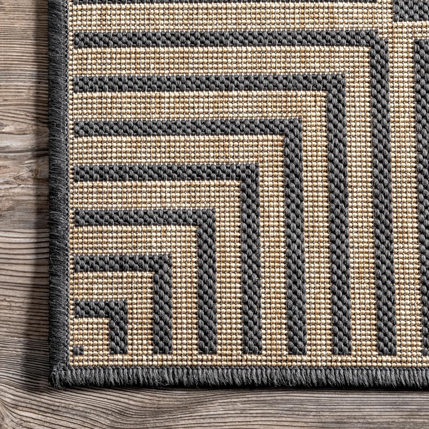 nuLOOM Asha Light Brown Bordered Indoor/Outdoor Area Rug, 4' x 5'