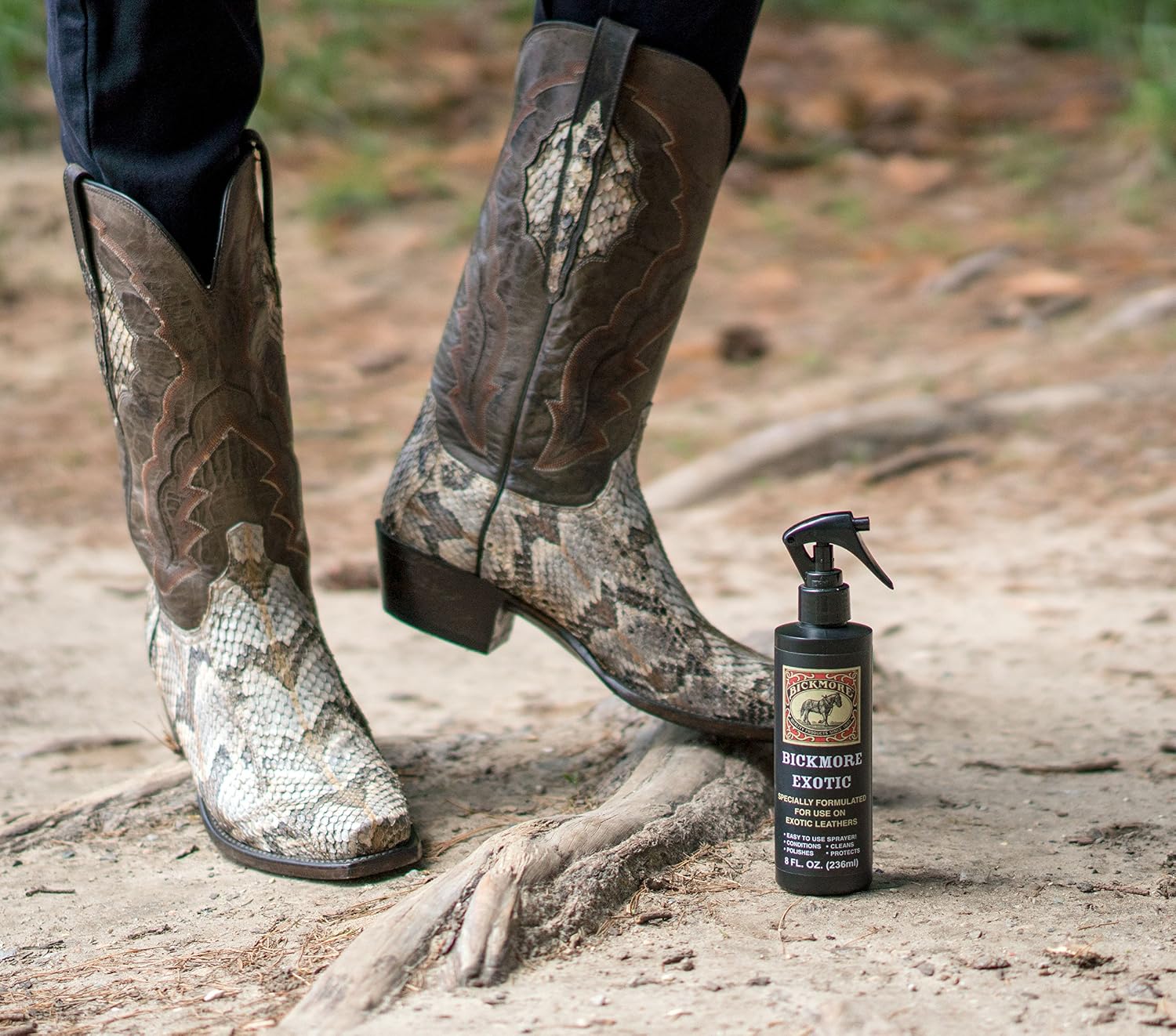 Bickmore Exotic Leather Cleaner & Conditioner for Exotic Skins and Leathers | One step preserves material and natural sheen on alligator, ostrich, lizard and stingray hides.