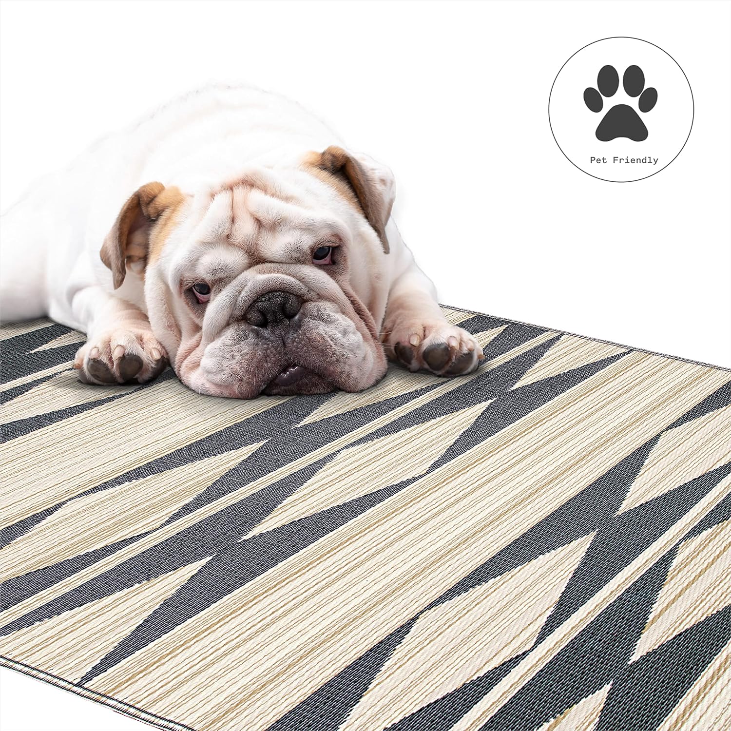 Fab Habitat Outdoor Rug - Waterproof, Fade Resistant, Crease-Free - Premium Recycled Plastic - Geo Tribal - Porch, Deck, Balcony, Mudroom
