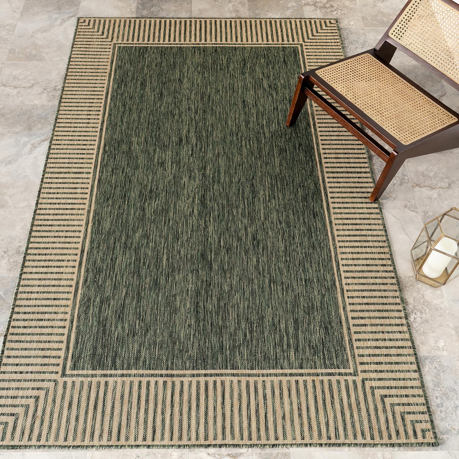 nuLOOM Asha Light Brown Bordered Indoor/Outdoor Area Rug, 4' x 5'