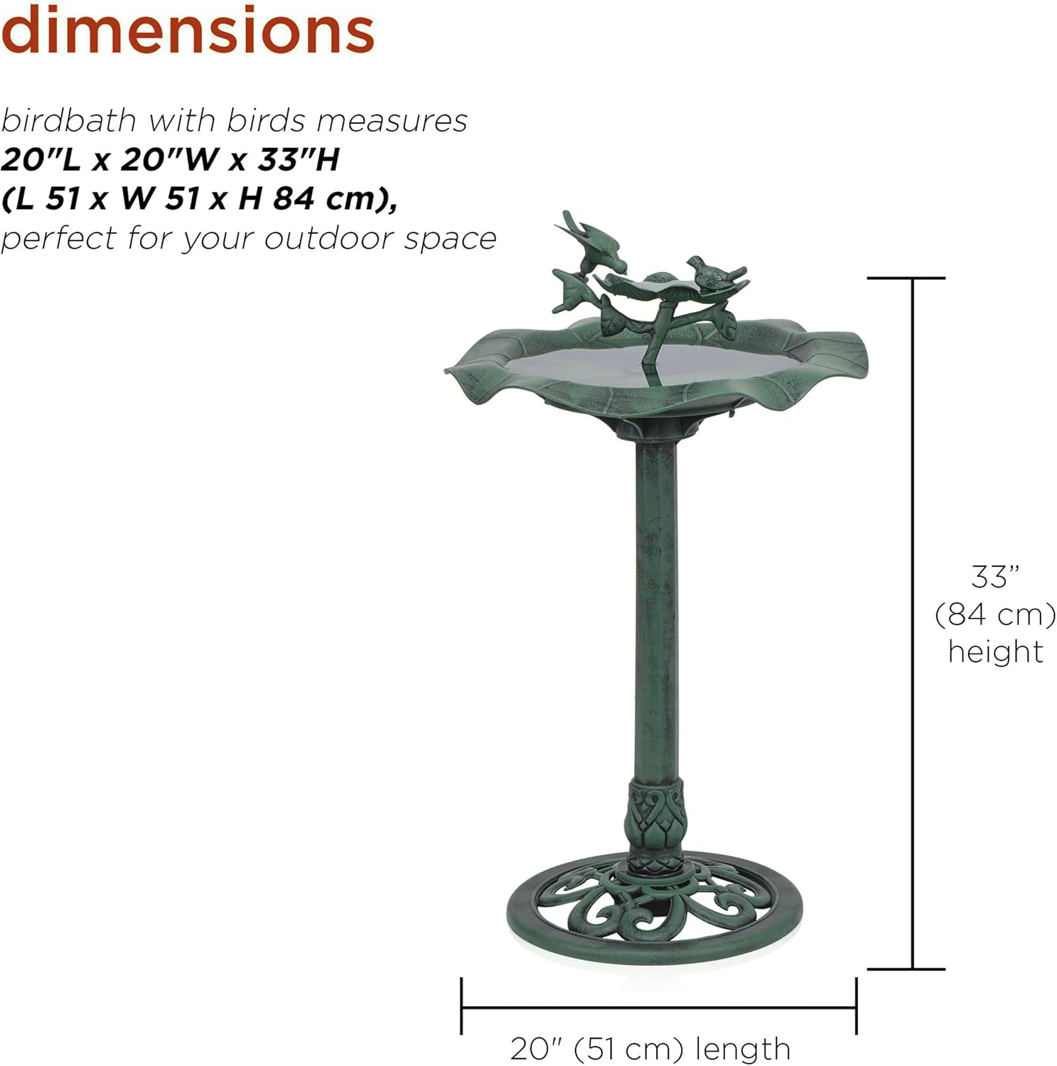 Alpine Corporation 33" Tall Outdoor Lotus Birdbath Yard Statue, Stunning Garden Accent to Attract Birds - Durable Polypropylene Construction for Patio, Deck, or Yard, Green
