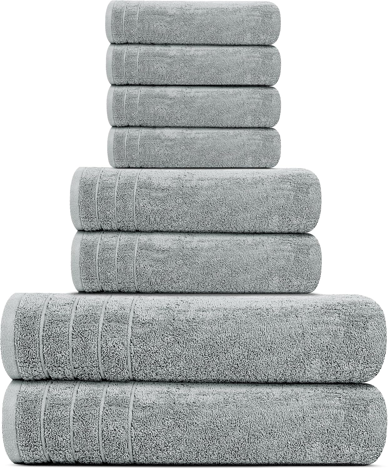 Tens Towels 8 Piece Towel Set, 2 XL Bath, 2 Hand, 4 Washcloth, Dark Grey