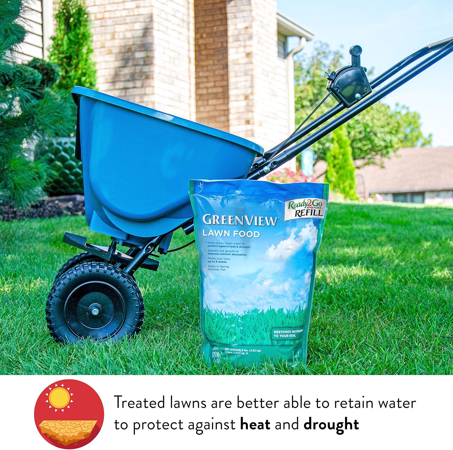 GreenView Lawn Food 48 lb. Bag, Covers 15,000 sq. ft. | 22-0-4 NPK formula - Restores soil nutrients - 8 weeks continuous feeding