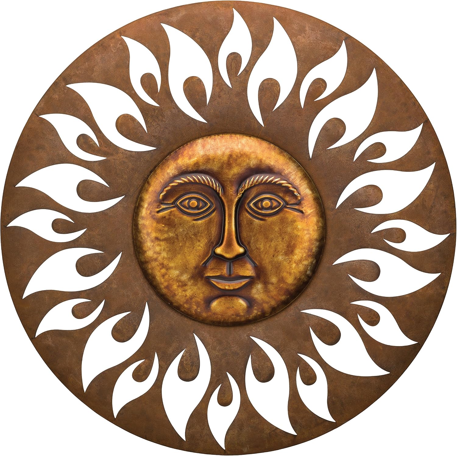 Regal Art & Gift Handcrafted Metal Sun Wall Decor, Rustic Sunburst Wall Art | Copper Patina, 40 in, Metal, Rust-Resistant Sunburst Sculpture, Eye-Catching Accent for Patio, Garden & Home