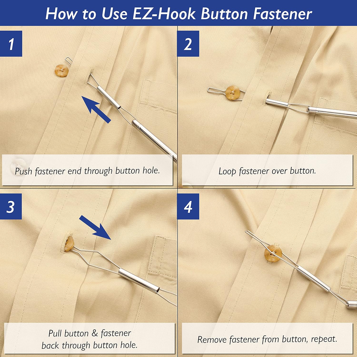 The Beadsmith EZ-Hook 3-in-1 Fastening Tool – Bracelet Fastener, Zipper Pull & Button Looper, Jewelry Aid for One-Handed Use, Ideal for Necklaces
