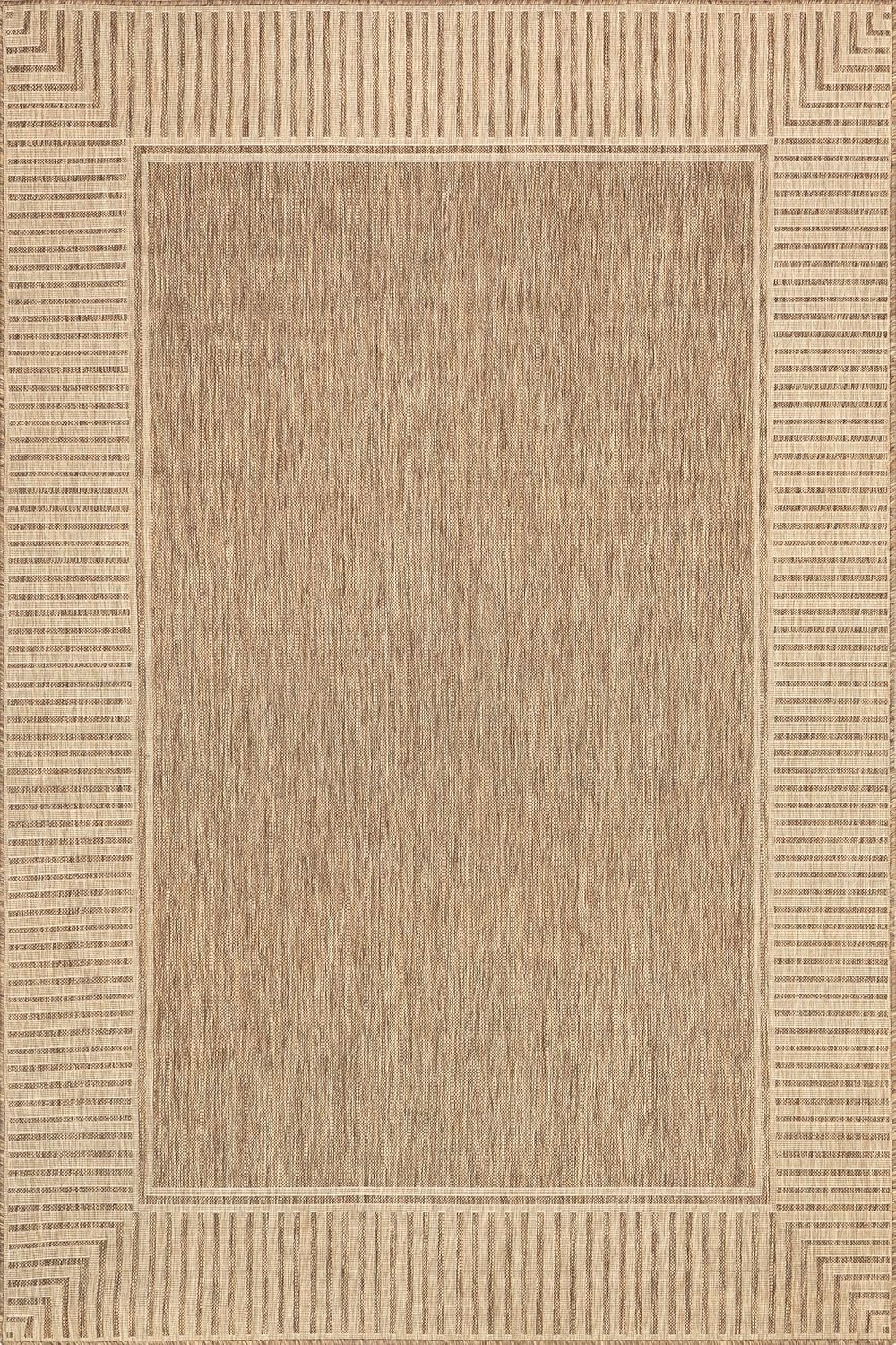 nuLOOM Asha Light Brown Bordered Indoor/Outdoor Area Rug, 4' x 5'