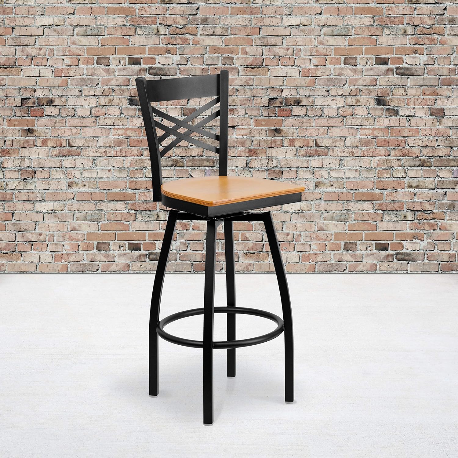 Flash Furniture Hercules Series "X" Back Metal Restaurant Barstool, Modern Upholstered Armless Bar Height Chair for Restaurants and Kitchens, Black | X Back Style, Vinyl Upholstery, Durable Construction, Commercial Use