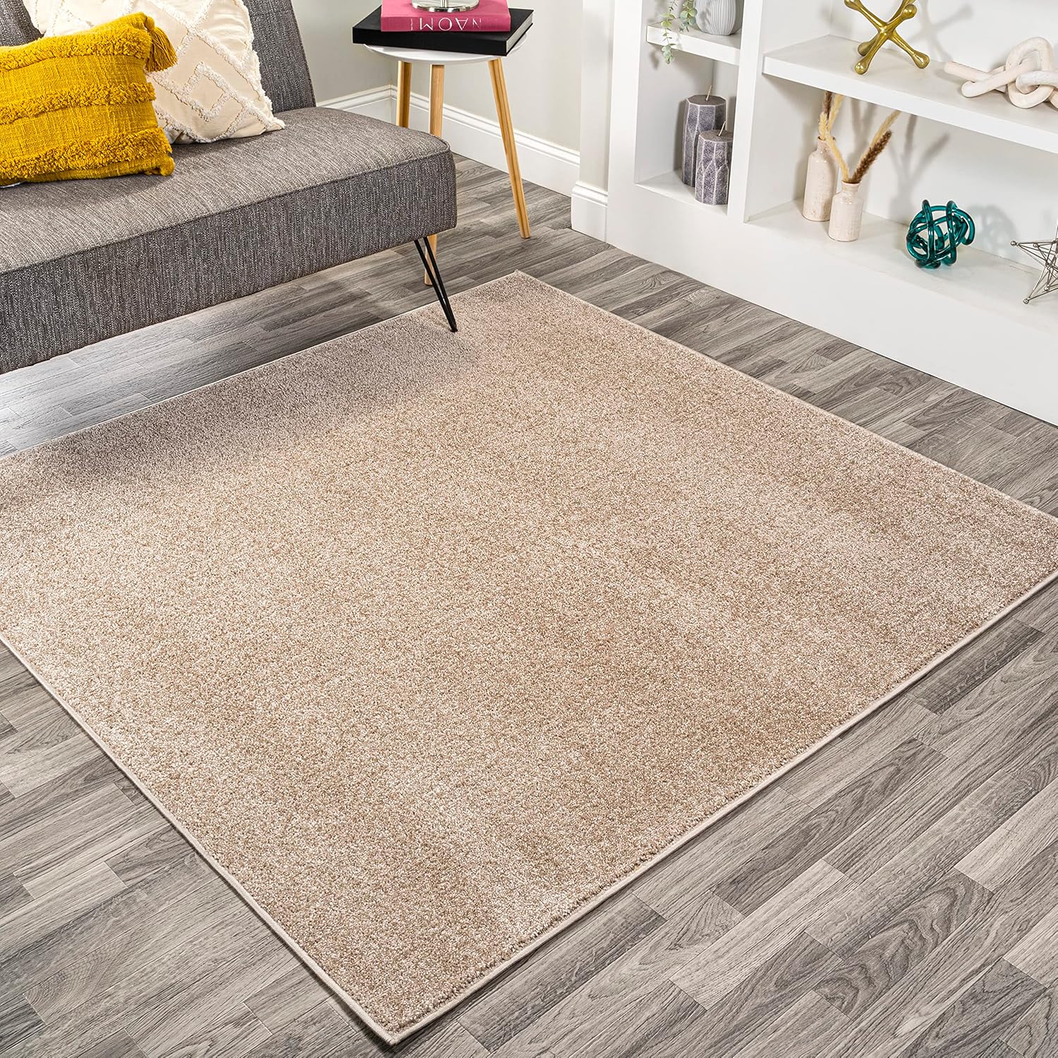 JONATHAN Y Haze Solid Low-Pile Brown Indoor Area Rug 8x10, Coastal, Bohemian, Minimalist, Classic, Easy-Cleaning for Living Room, Bedroom, Kitchen