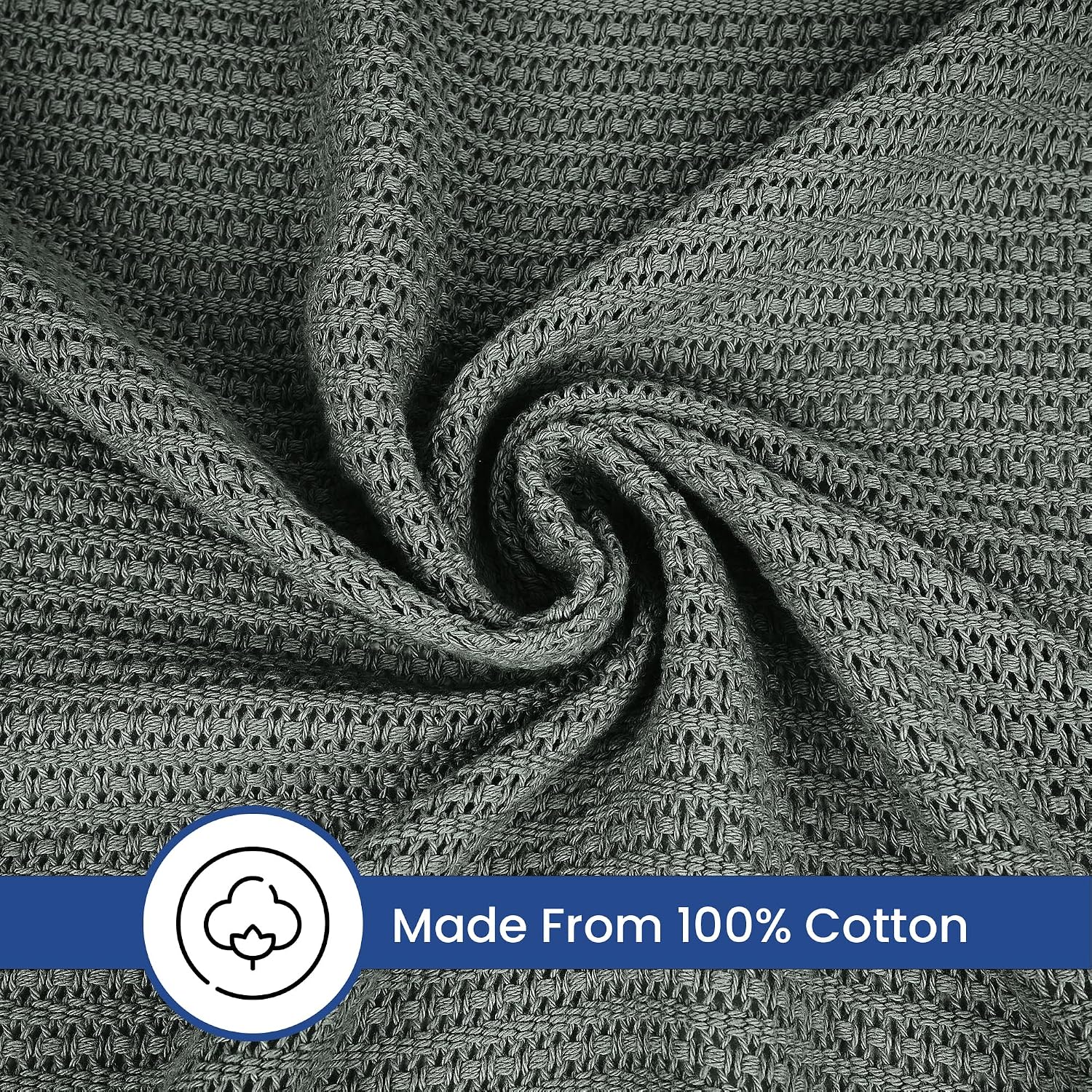 Linteum 100% Cotton Open-Cell Leno Weave Blanket — Breathable All Season — Queen 90x90 — Ice Grey