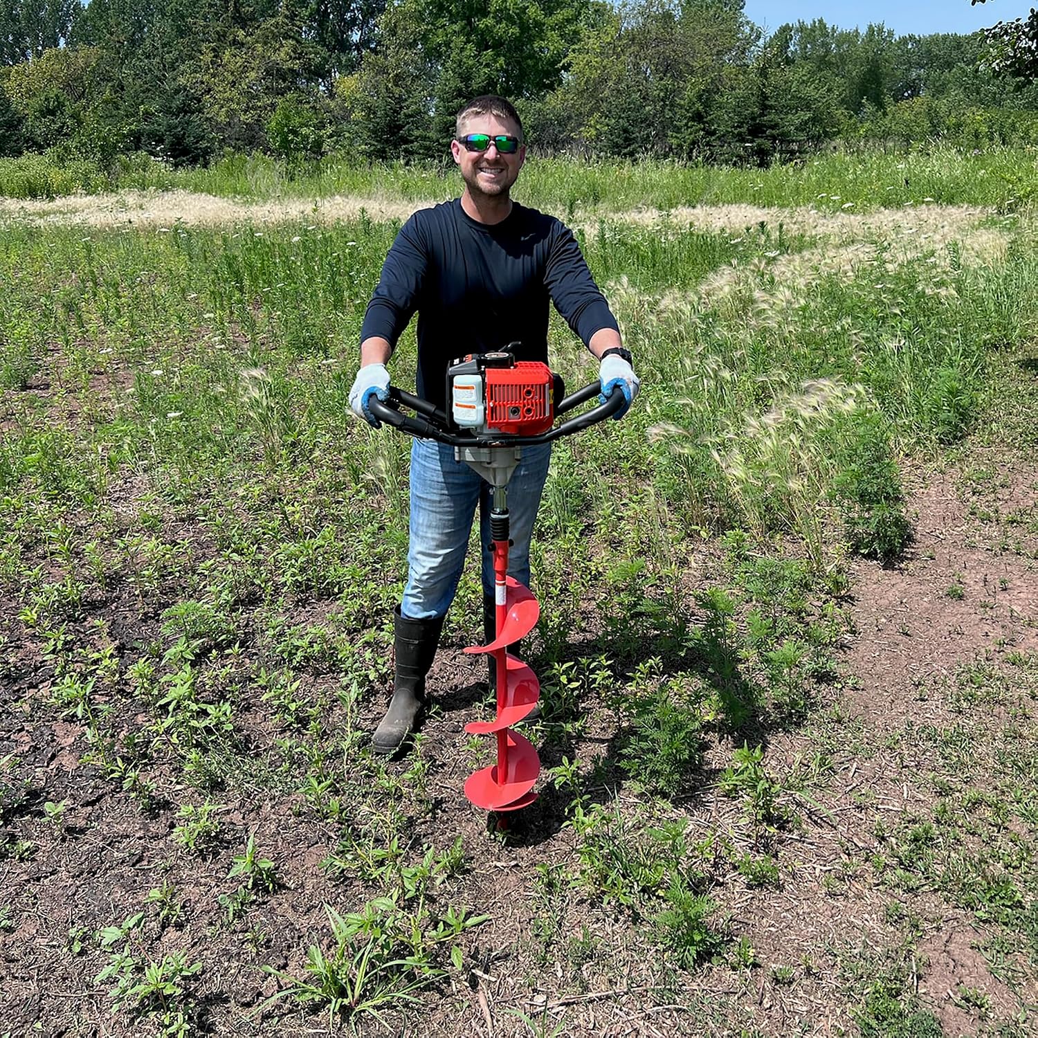 GardenTrax Earth Auger Combo 43cc 2-Cycle with 8'' Auger Bits Gas Powered Post Hole Digger
