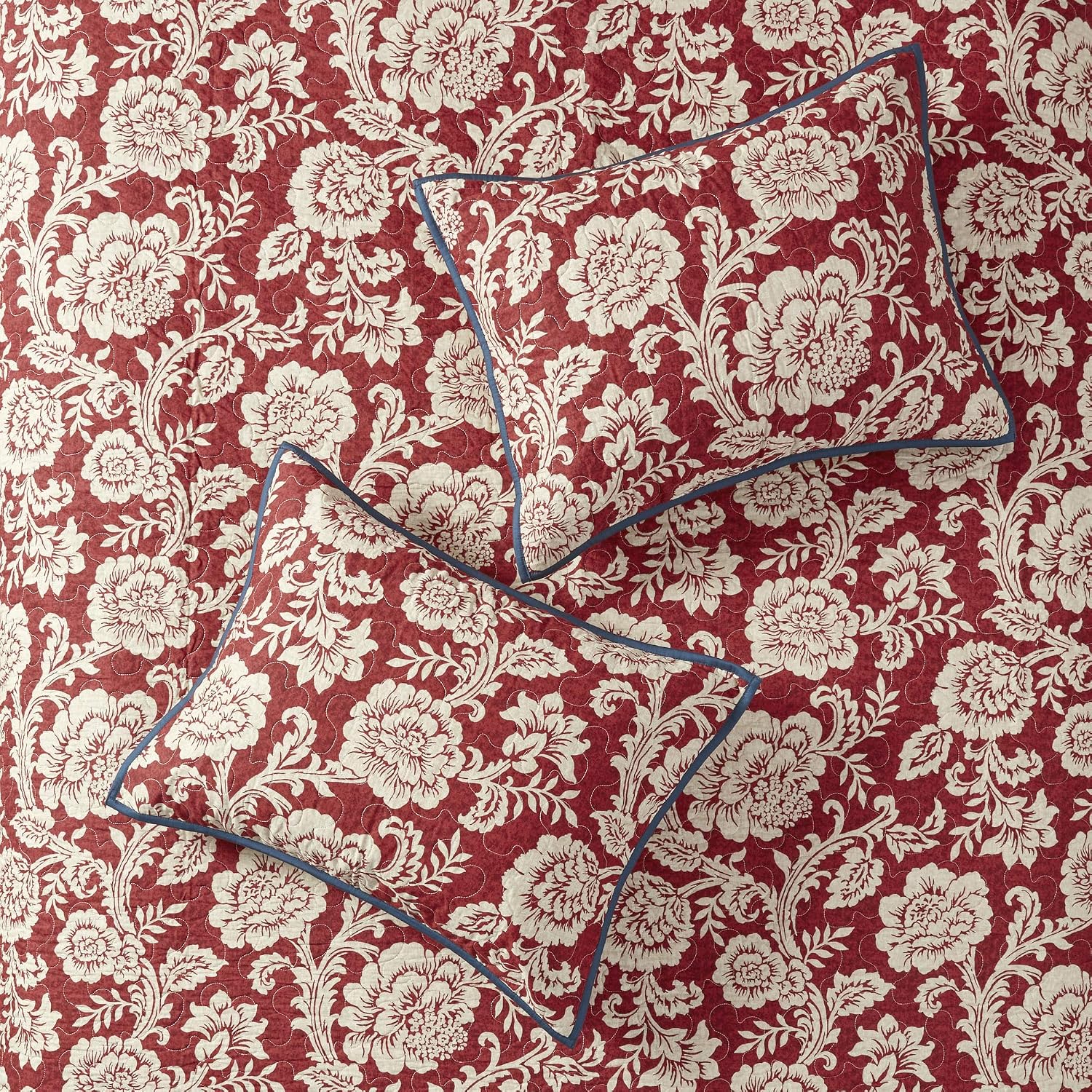 Madison Park Cotton Casual Floral Quilt Set, 6PC Full/Queen Coverlet | Channel Stitching Design, All Season, Lightweight Coverlet Bedspread Bedding, Shams, Decorative Pillows, Taupe Grey/Purple