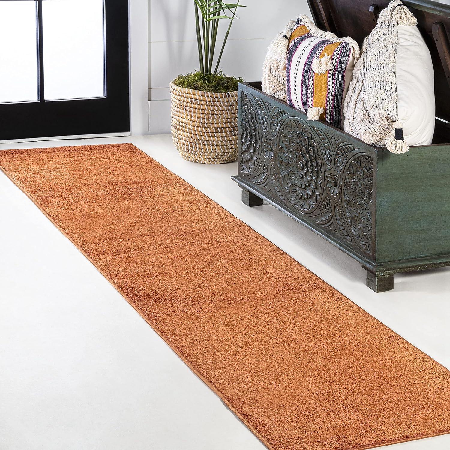 JONATHAN Y Haze Solid Low-Pile Brown Indoor Area Rug 8x10, Coastal, Bohemian, Minimalist, Classic, Easy-Cleaning for Living Room, Bedroom, Kitchen