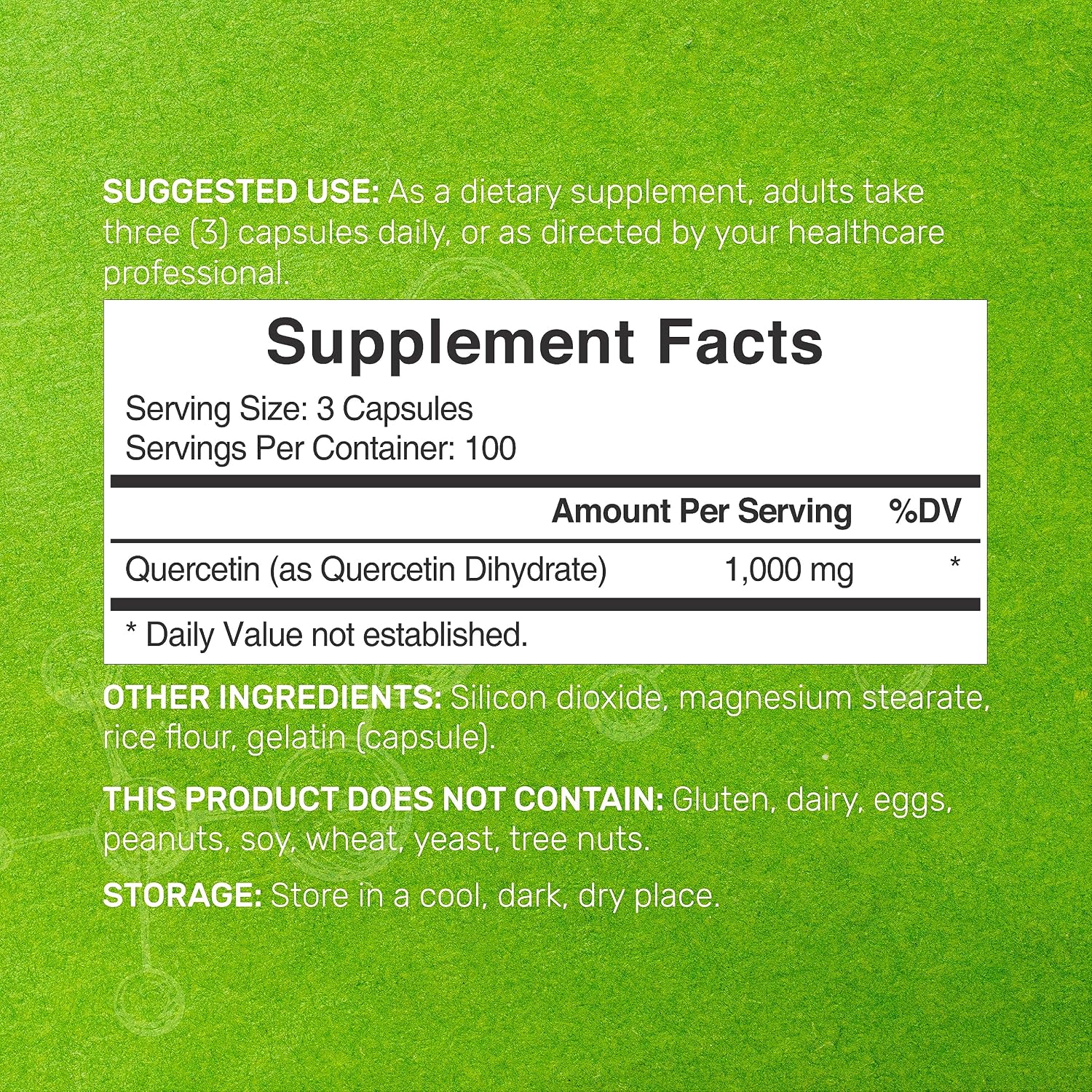 DEAL SUPPLEMENT Quercetin 1, 000mg Per Serving, 300 Capsules – Healthy Immune Support Supplements, High Bioavailable Flavonoids