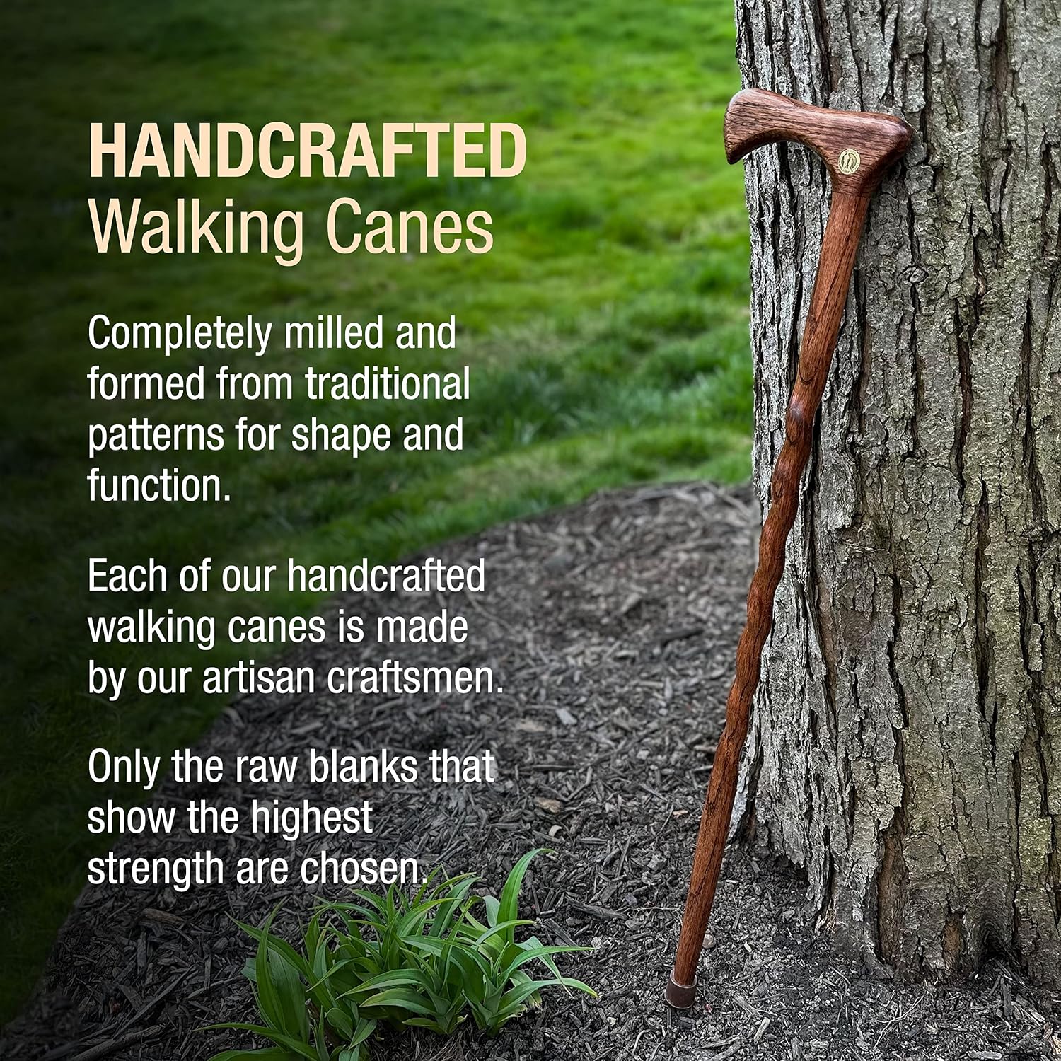 Brazos Handcrafted Wood Walking Cane, Twisted Oak, Traditional Style Handle, for Men & Women, Made in The USA, 37"