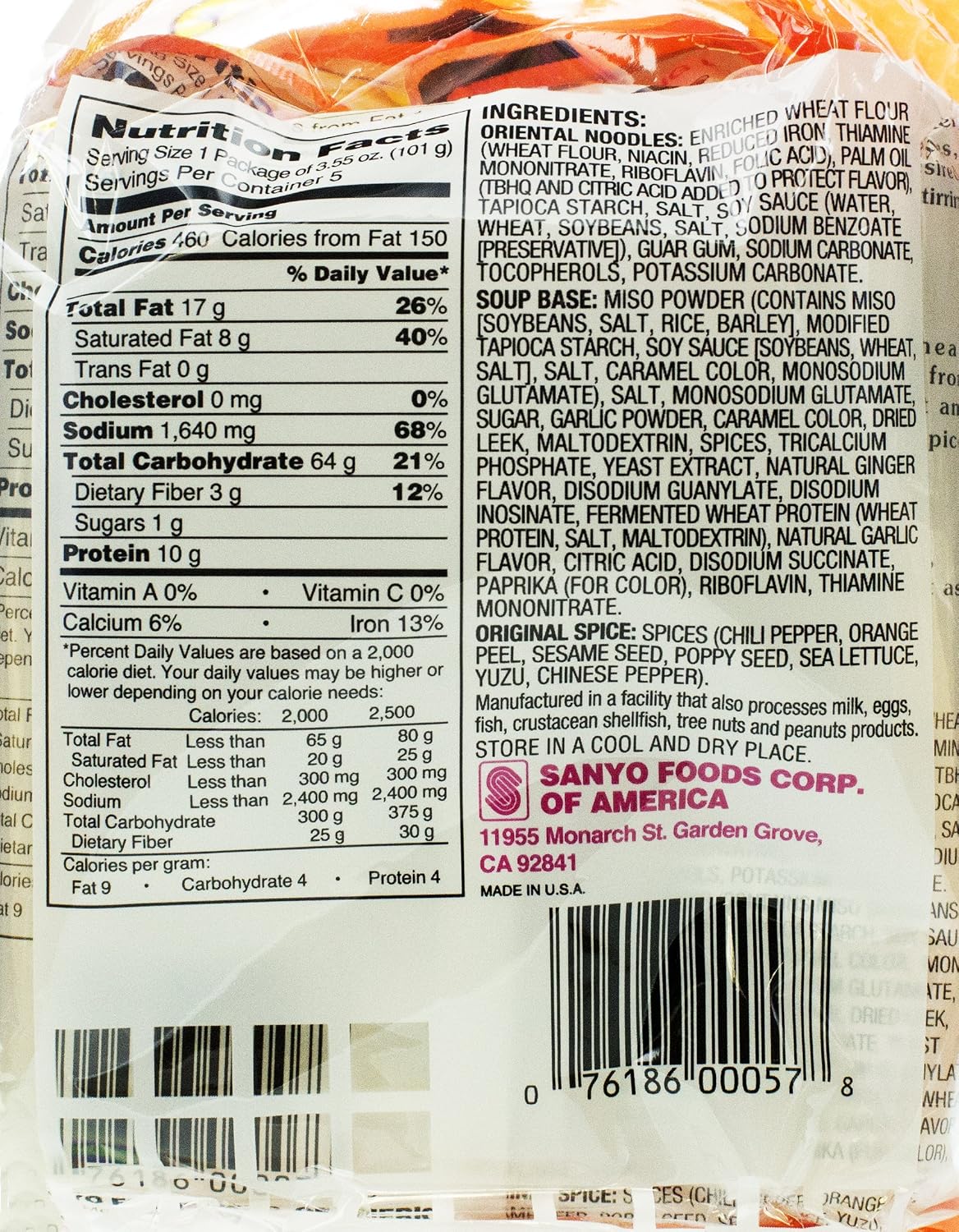 Sapporo Ichiban Miso Ramen with Original Spice Pack, 17.5 Ounce (Pack of 6)