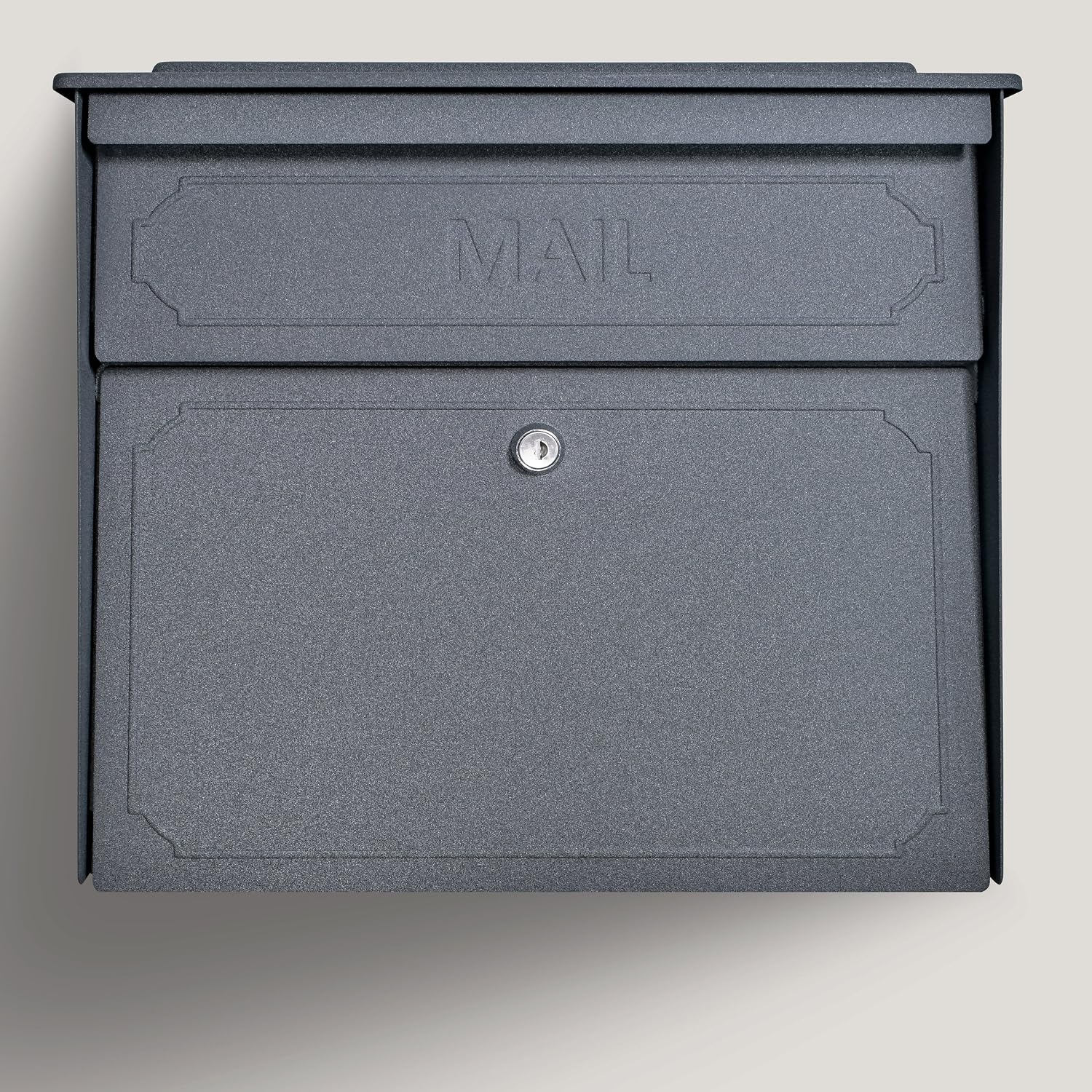 Mail Boss 7172 Townhouse Locking Security Wall Mount Mailbox, Black, Pack of 1 | Anti-pry locking door, classic stamped-panel design with decorative top cap, fixed slot fits envelopes and magazines.