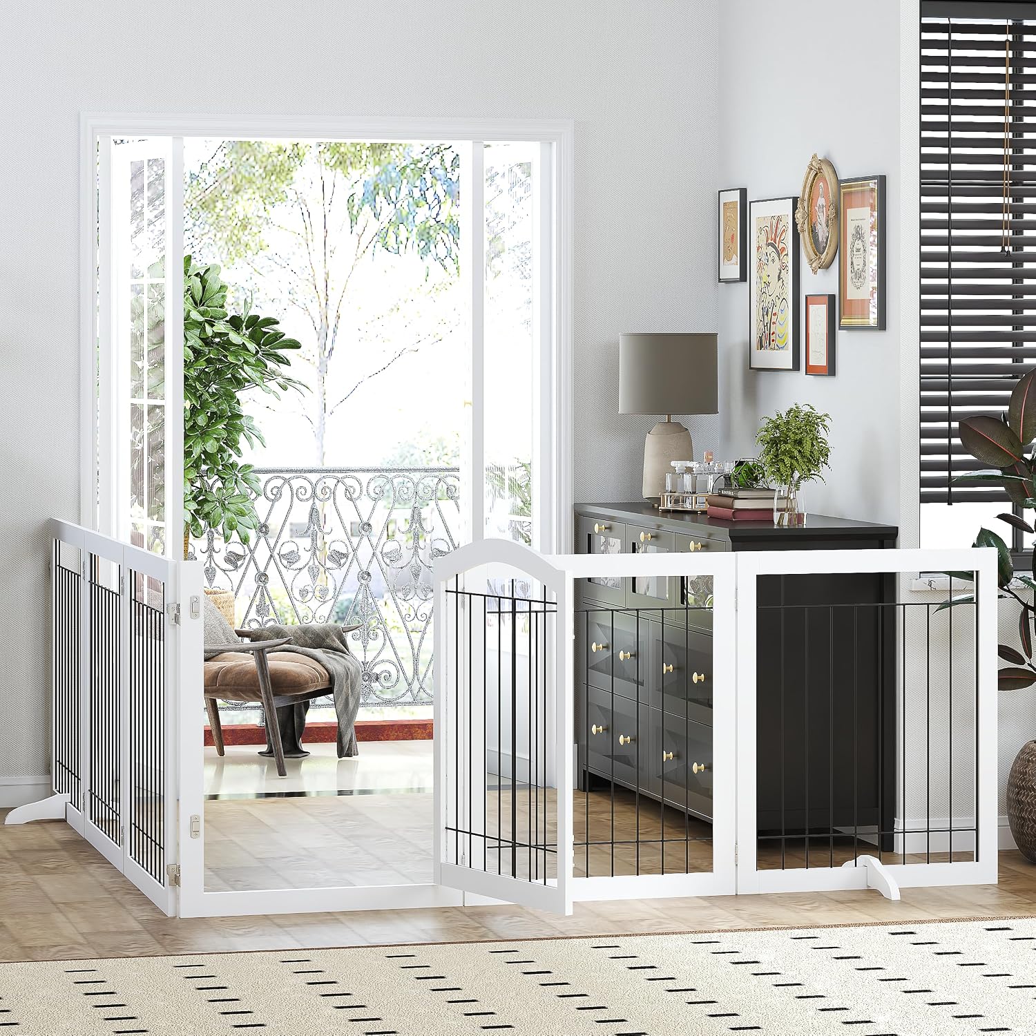 PAWLAND Extra Wide Foldable Dog gate for Doorway, Indoor, 72“ Wide, 30" H