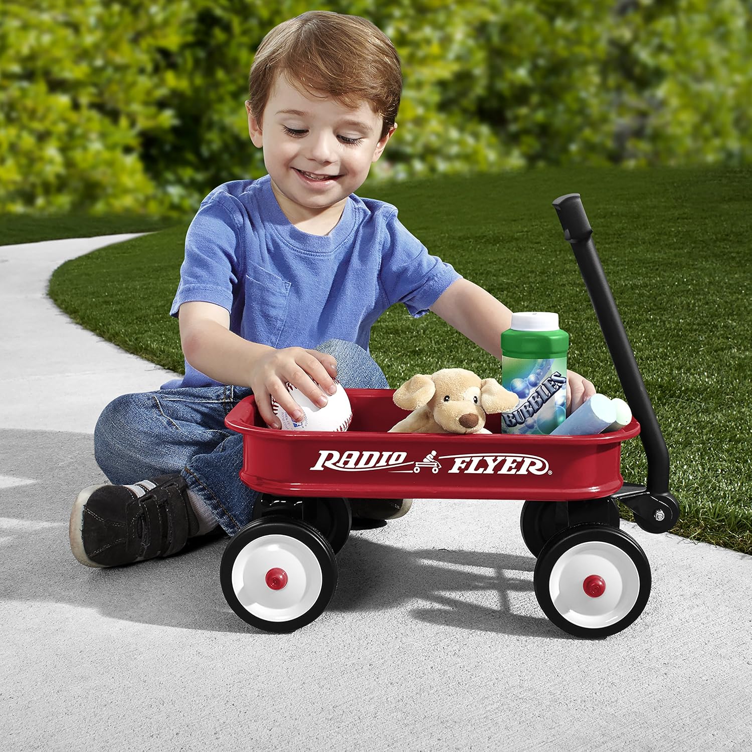 Radio Flyer Mini Classic Red Wagon for Kids, 12.5" Toy Wagon Ages Aged 1.5+ | Play-Size Version of the Classic, Durable Rolling Wheels & Steel Body, Working Handle, Toys, Crafts & Gift Displays
