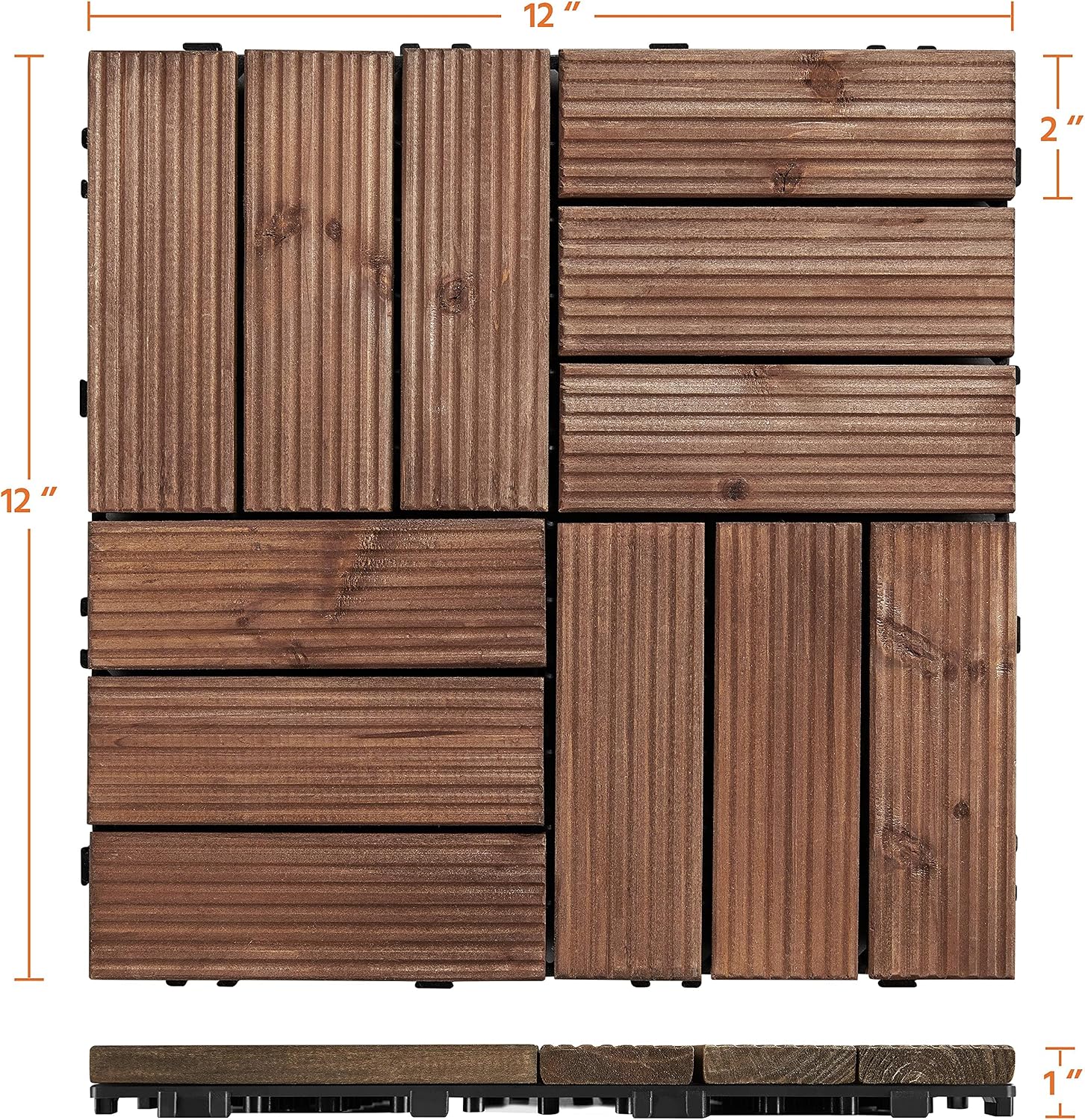 Topeakmart 27PCS Interlocking Deck Tiles 12x12 Patio Flooring, Brown