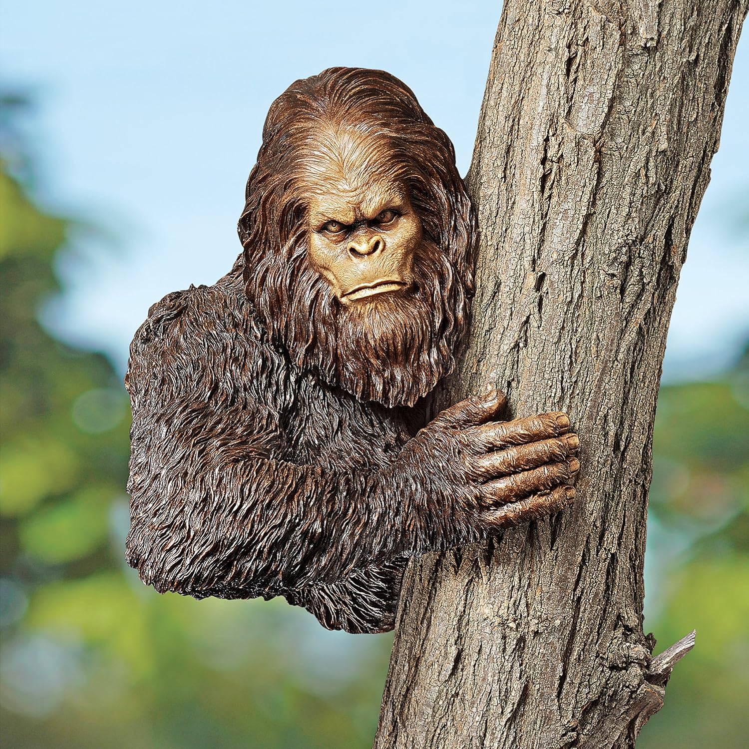 Design Toscano DB583078 Bigfoot The Bashful Yeti Indoor/Outdoor Garden Tree Sculpture, 15 Inches Wide, 12 Inches Deep, 15 Inches High