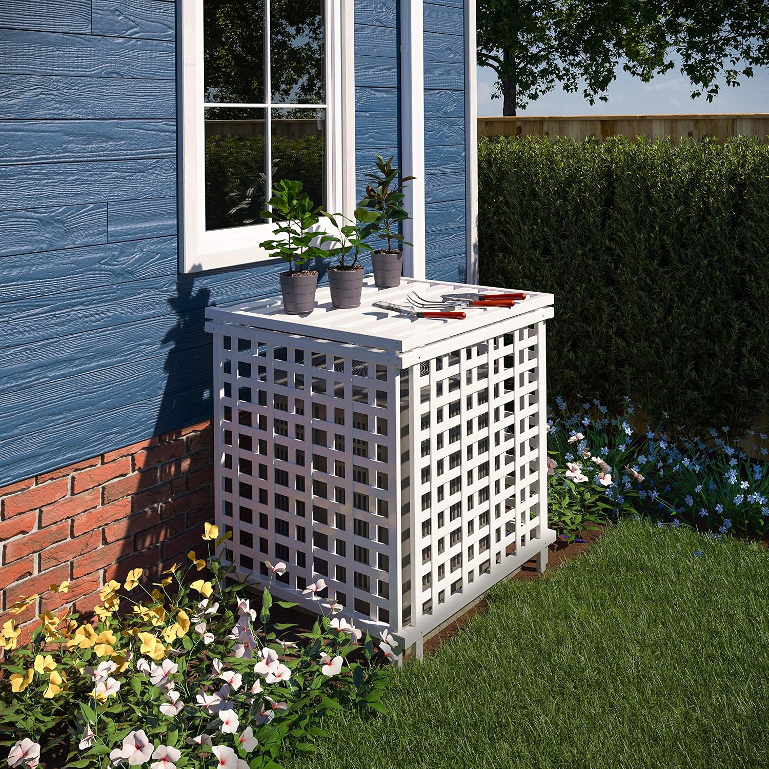 Enclo Privacy Screens ZP19053 Liberty Lattice Rooftop, 1 Slatted Top Accessory, White