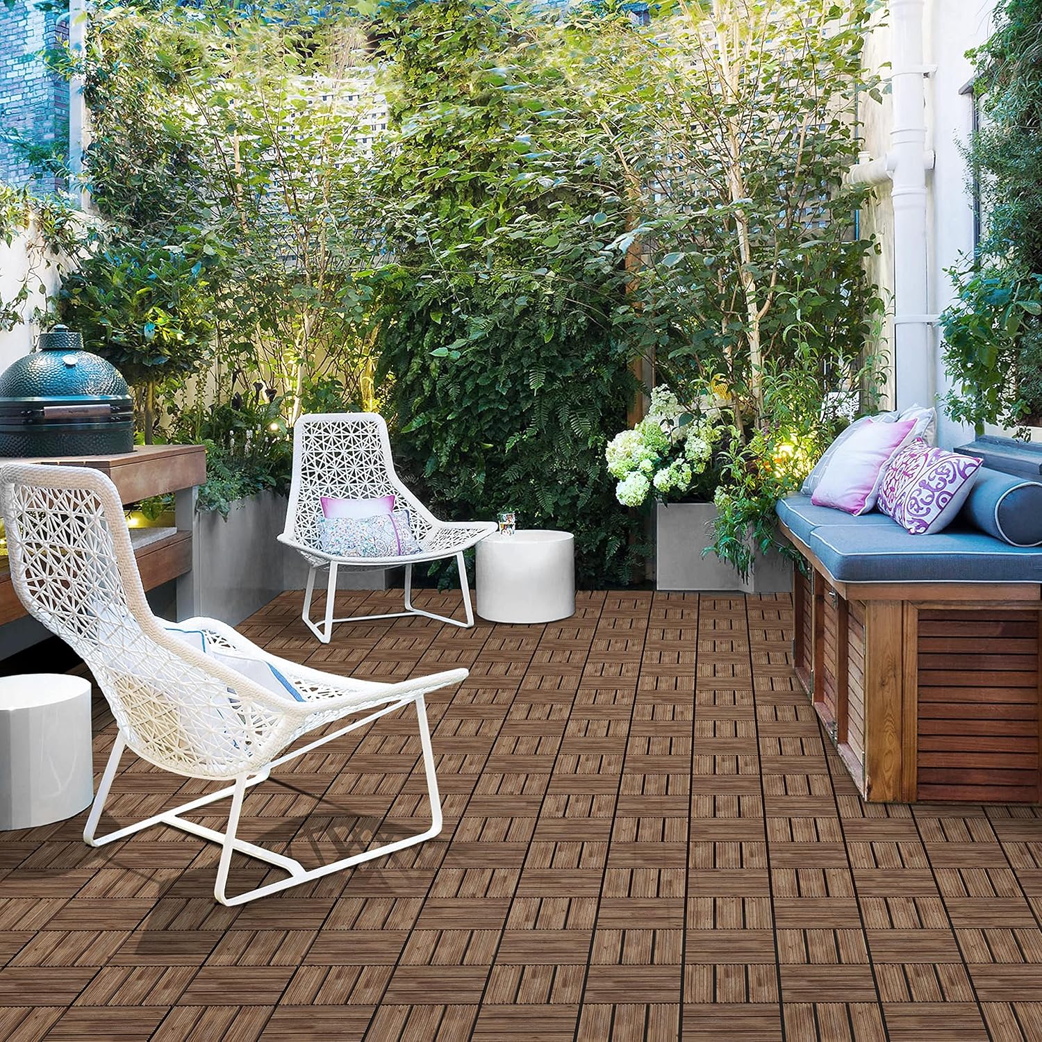 Topeakmart 27PCS Interlocking Deck Tiles 12x12 Patio Flooring, Brown