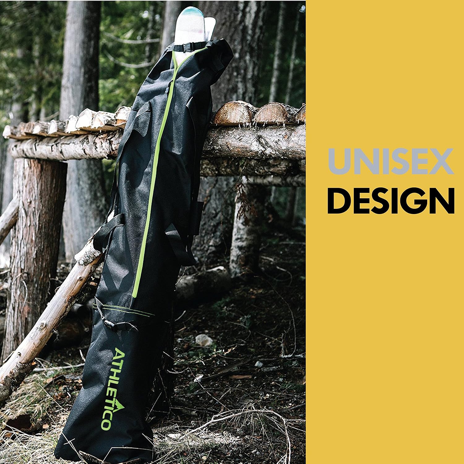Athletico Ski Bag and Ski Boot Bag Combo - Ski Bags for Air Travel - Unpadded Snow Ski Bags Fit Skis Up to 200cm - For Men, Women, Adults, and Children