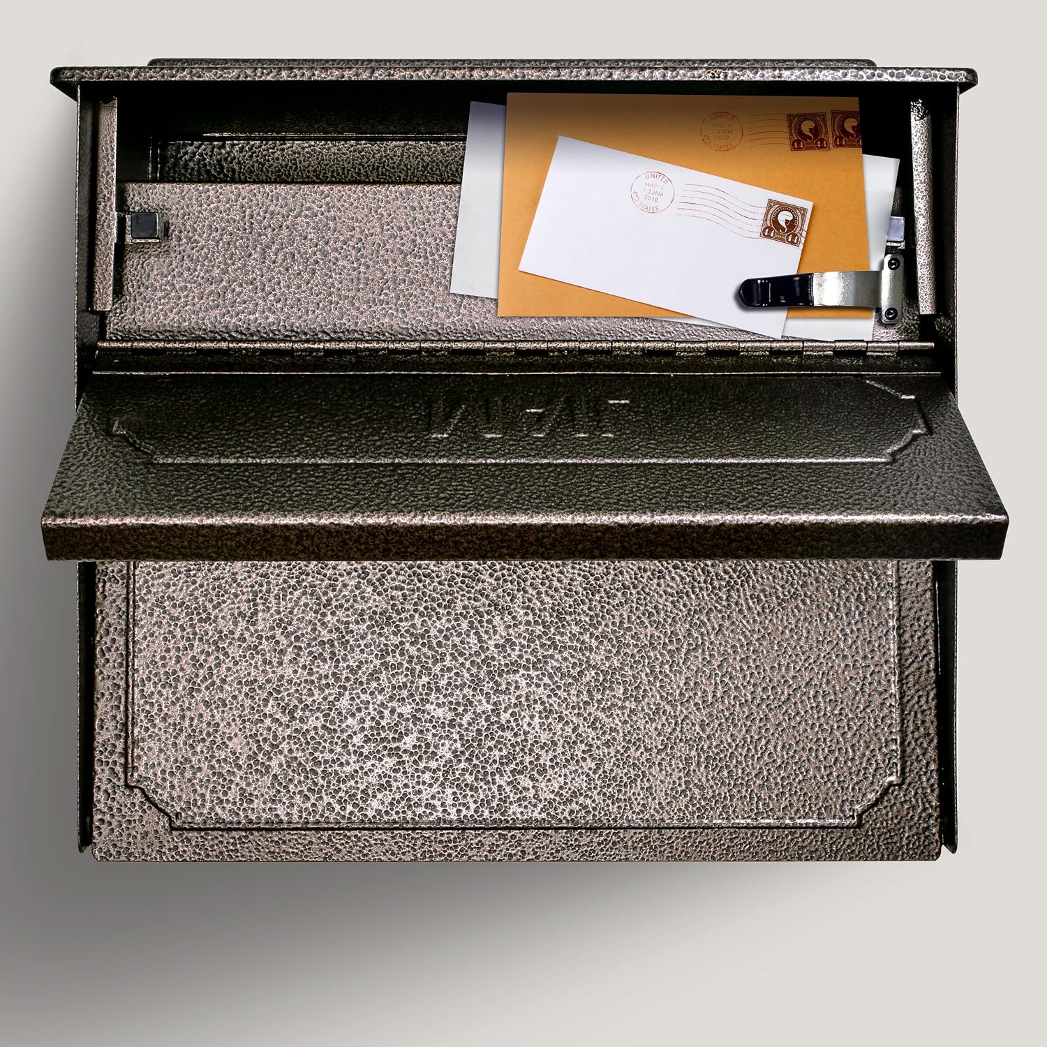 Mail Boss 7172 Townhouse Locking Security Wall Mount Mailbox, Black, Pack of 1 | Anti-pry locking door, classic stamped-panel design with decorative top cap, fixed slot fits envelopes and magazines.