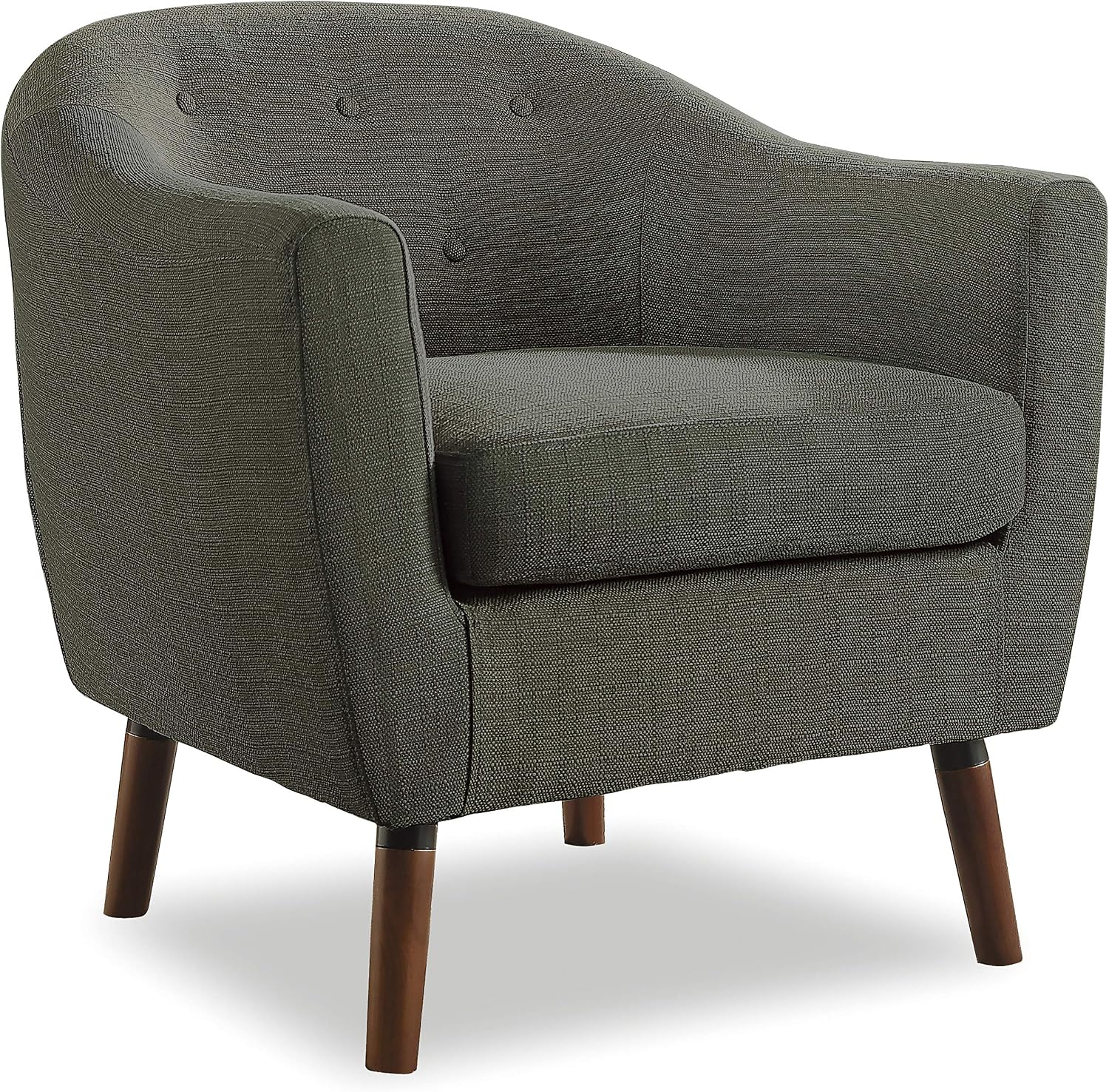 Homelegance Lucille Modern Accent Chair, Upholstered Reading Chair with Button-Tufted Back, Sloped Arms, Removable Seat Cushion Cover and Espresso Wood Legs, for Living Room, Bedroom or Office, Blue