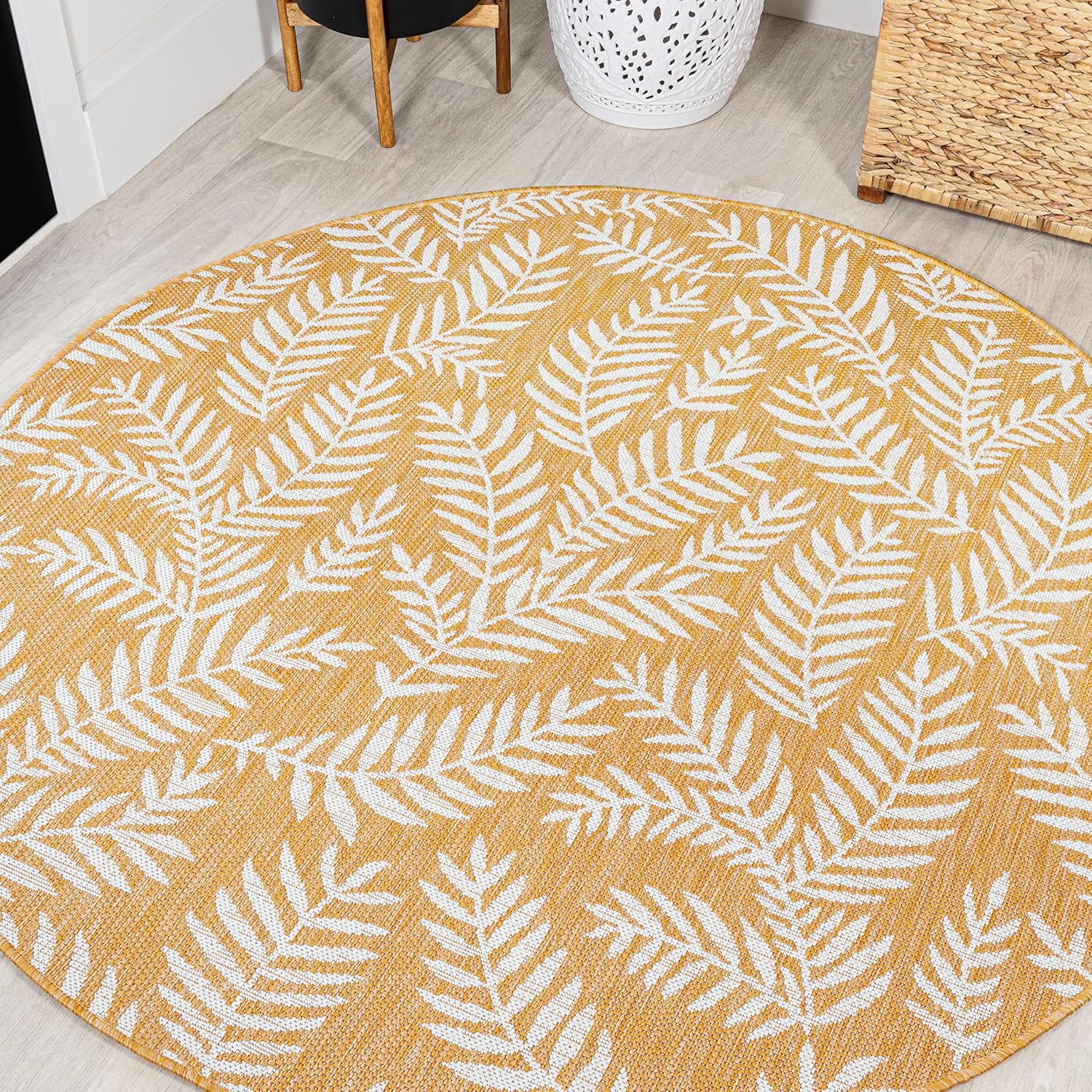 JONATHAN Y Palm Frond Indoor Outdoor Area Rug 3X5 Navy/Ivory, Nevis for Backyard, Patio, Porch, Easy-Cleaning, High Traffic, Pet-Friendly