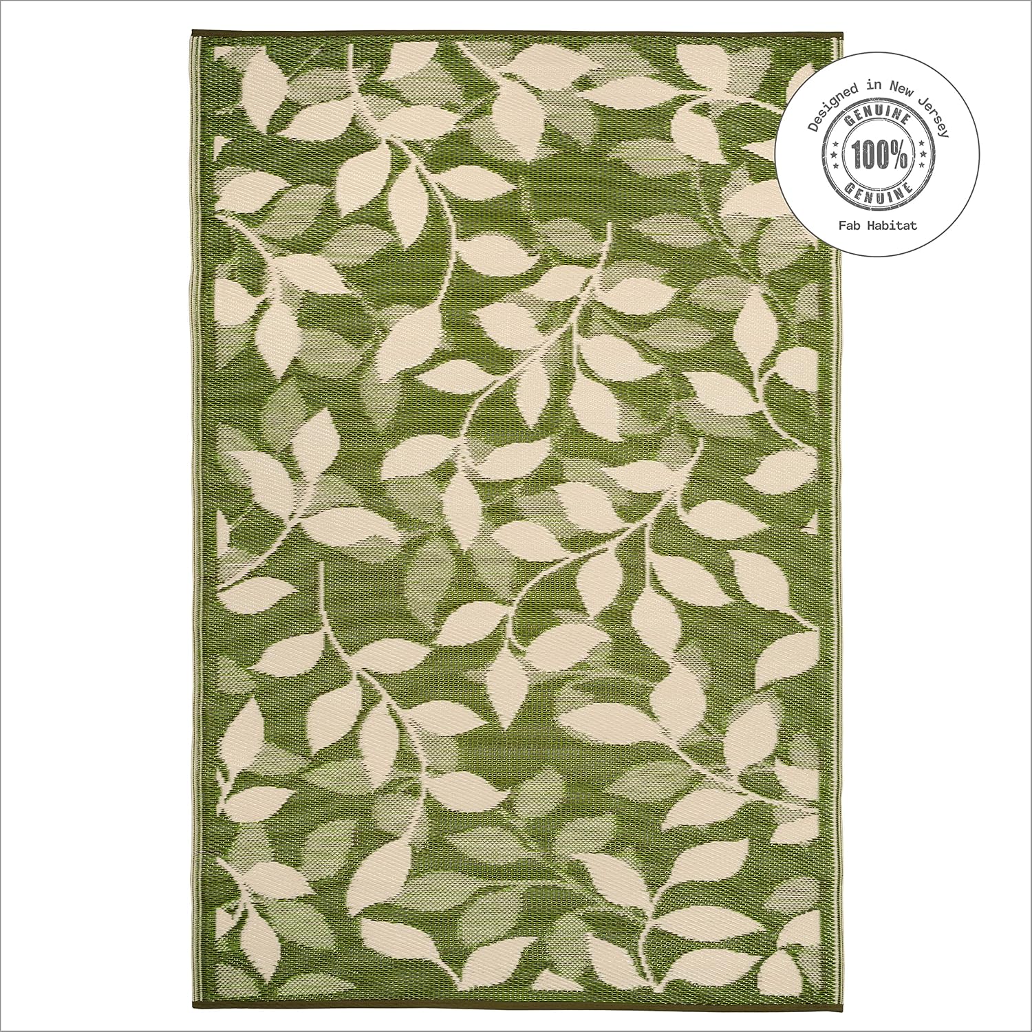 Fab Habitat Outdoor Rug - Waterproof, Fade Resistant, Crease-Free - Premium Recycled Plastic - Geo Tribal - Porch, Deck, Balcony, Mudroom