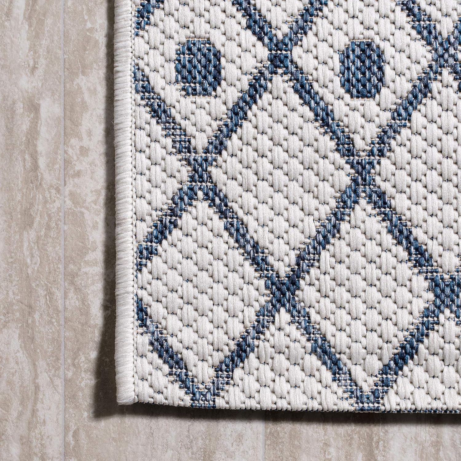 JONATHAN Y Boho Moroccan Indoor Outdoor Area Rug 3X5 Ivory/Navy, Casual for Backyard, Patio, Porch, Easy-Cleaning, High Traffic, Pet-Friendly