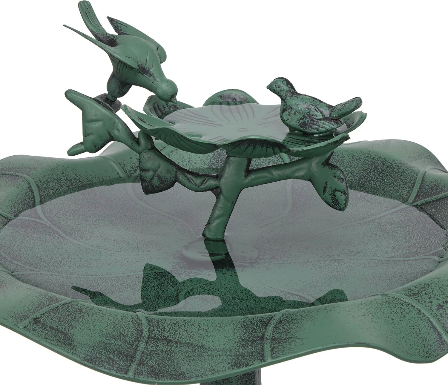 Alpine Corporation 33" Tall Outdoor Lotus Birdbath Yard Statue, Stunning Garden Accent to Attract Birds - Durable Polypropylene Construction for Patio, Deck, or Yard, Green