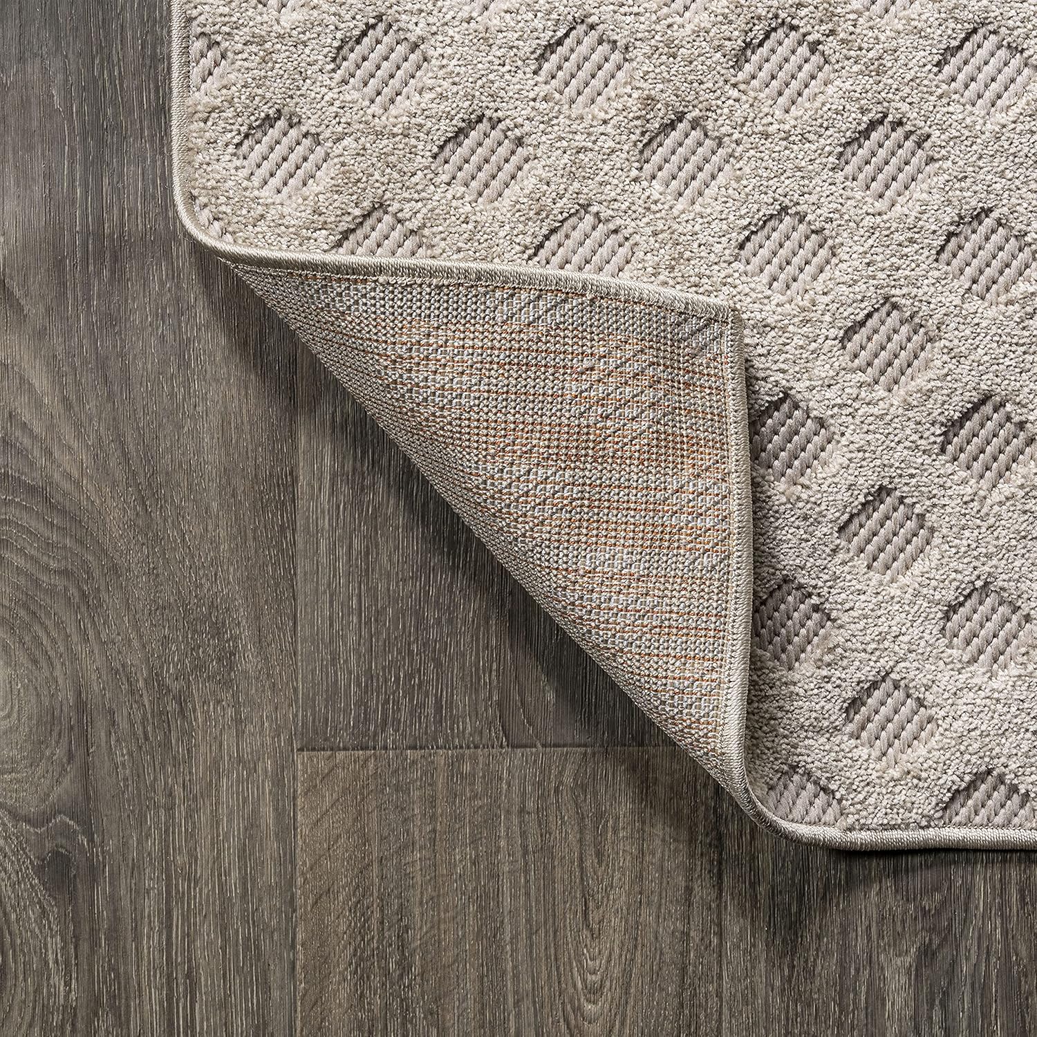 JONATHAN Y Mini-Diamond Trellis Indoor Outdoor Area Rug 3X5 White/Black, Rabat High-Low Pile for Backyard, Patio, Porch, Easy-Cleaning, High Traffic