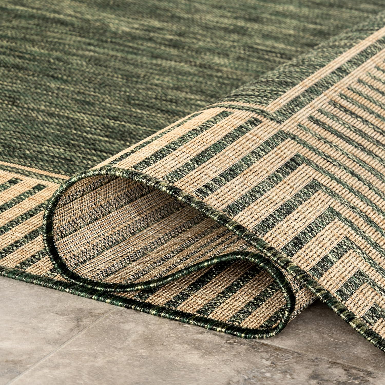 nuLOOM Asha Light Brown Bordered Indoor/Outdoor Area Rug, 4' x 5'