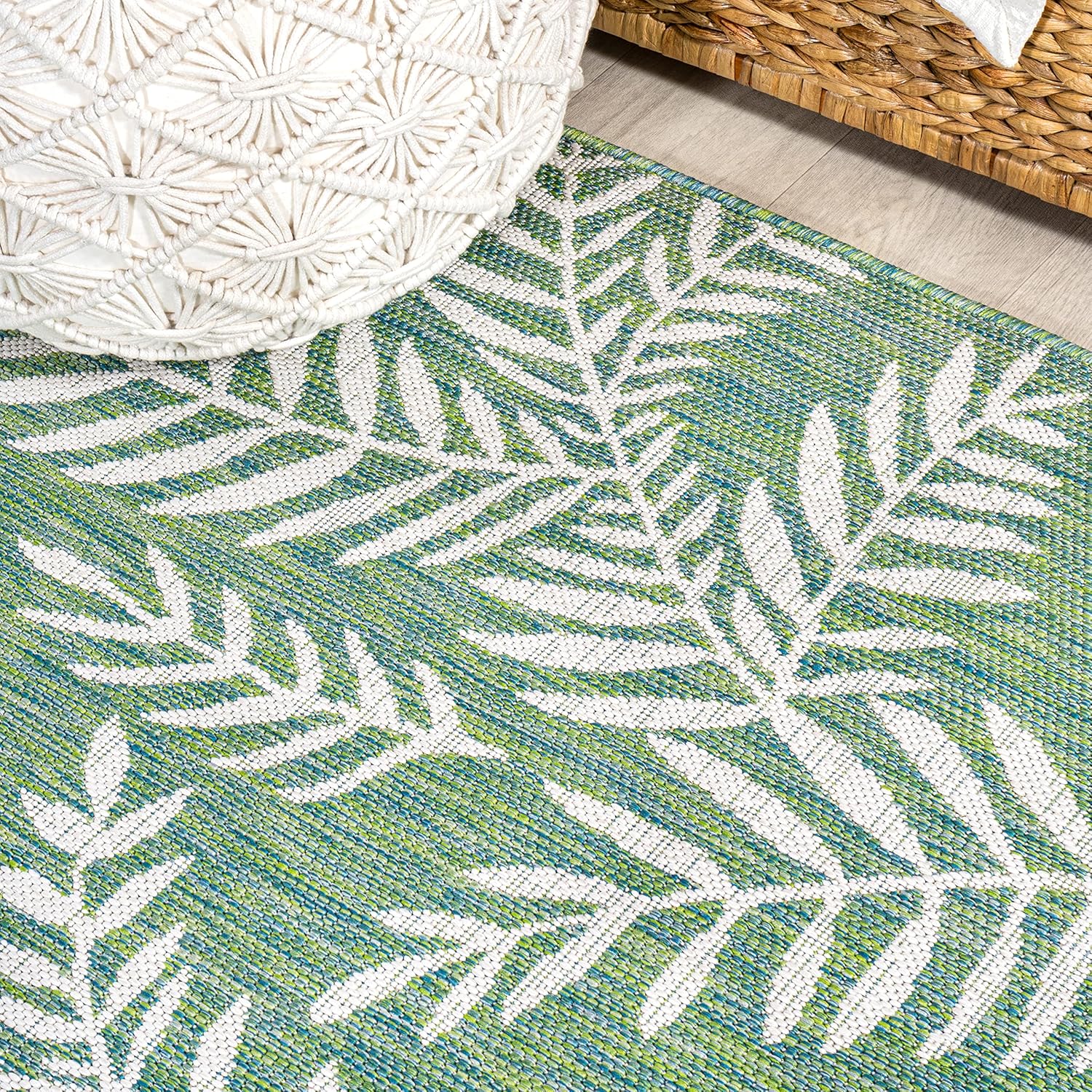 JONATHAN Y Palm Frond Indoor Outdoor Area Rug 3X5 Navy/Ivory, Nevis for Backyard, Patio, Porch, Easy-Cleaning, High Traffic, Pet-Friendly