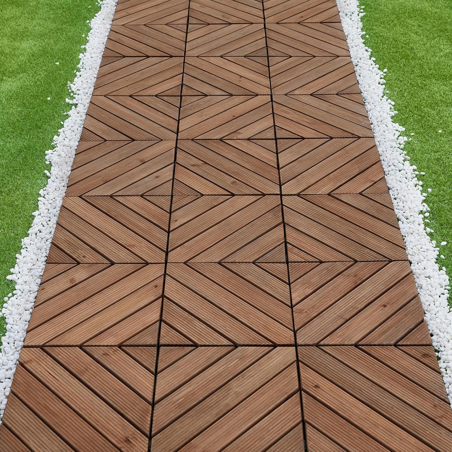 Topeakmart 27PCS Interlocking Deck Tiles 12x12 Patio Flooring, Brown