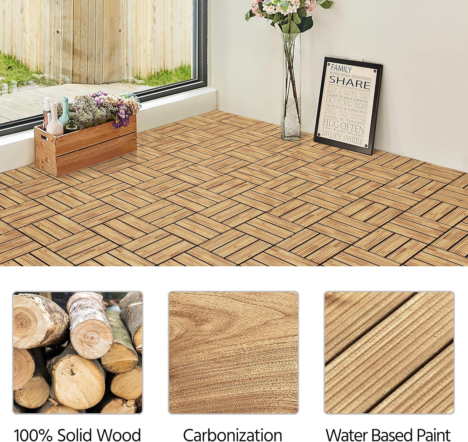 Topeakmart 27PCS Interlocking Deck Tiles 12x12 Patio Flooring, Brown