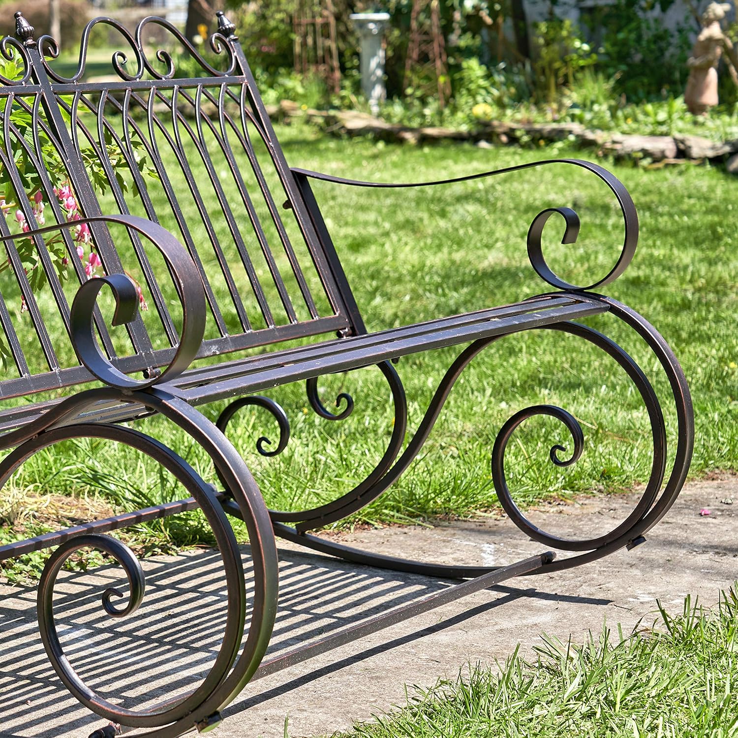 Zaer Ltd. Outdoor Metal Rocking Arm Chair (Arm Chair, Antique White)