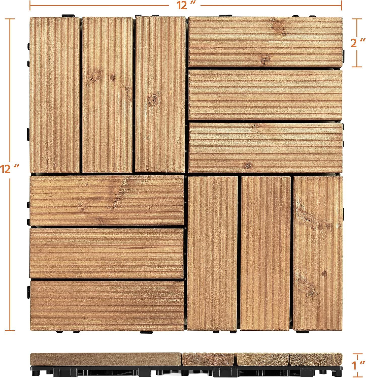 Topeakmart 27PCS Interlocking Deck Tiles 12x12 Patio Flooring, Brown