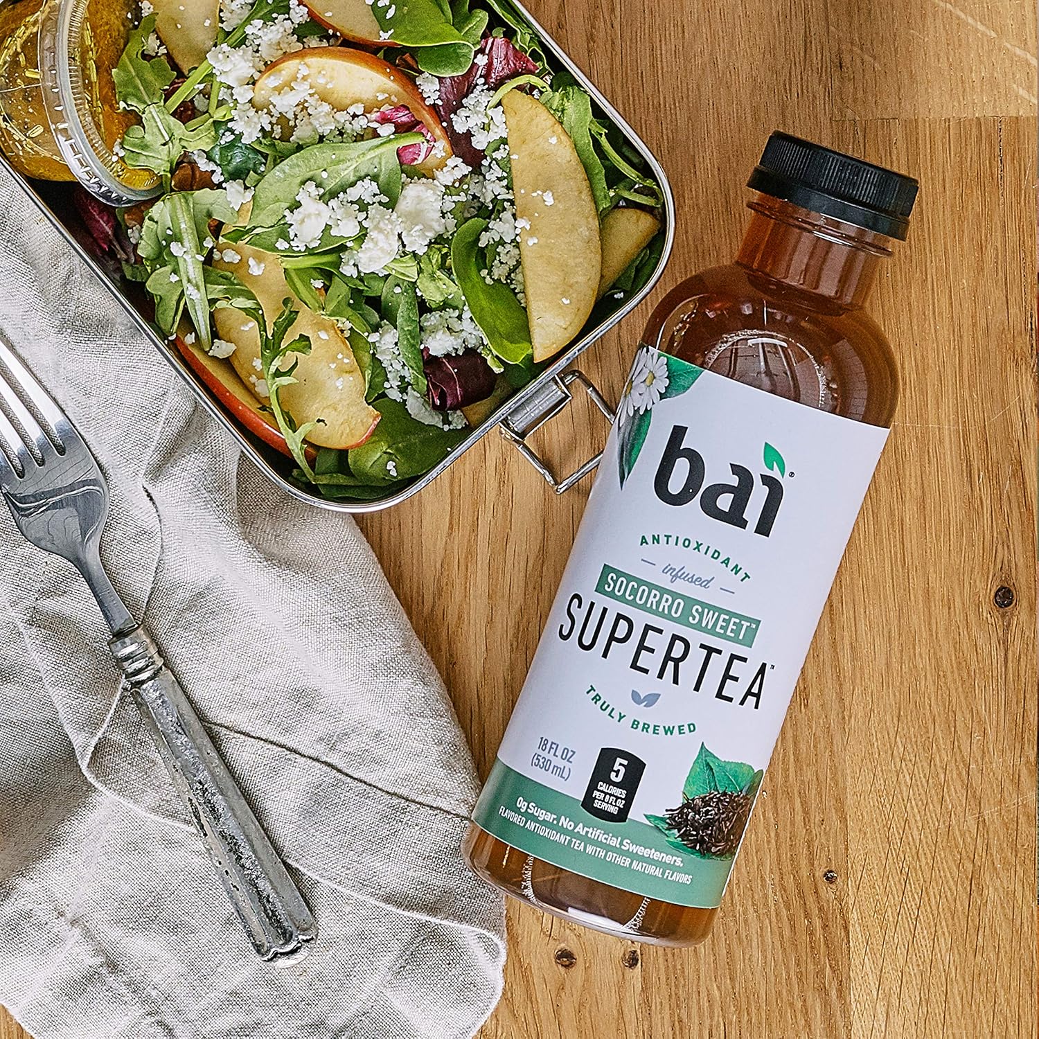 Bai Iced Tea, Narino Peach, Antioxidant Infused Supertea, Crafted with Real Tea (Black Tea, White Tea), 18 Fluid Ounce Bottles, 12 count