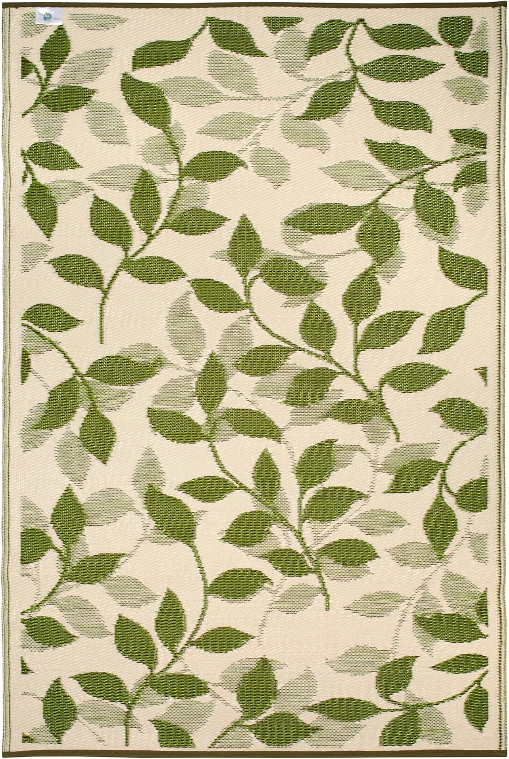 Fab Habitat Outdoor Rug - Waterproof, Fade Resistant, Crease-Free - Premium Recycled Plastic - Geo Tribal - Porch, Deck, Balcony, Mudroom