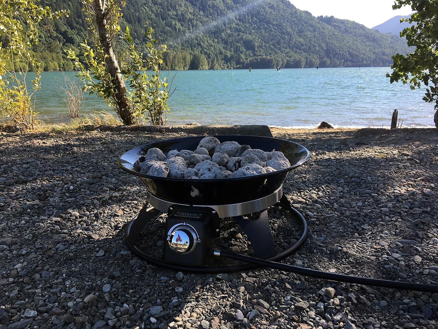 Outland Living Portable Propane Fire Pit, 21-inch, 58, 000 BTU with Fire Pit Cover & Carry Kit, Smokeless Gas Firebowl | Perfect for Camping, Patio