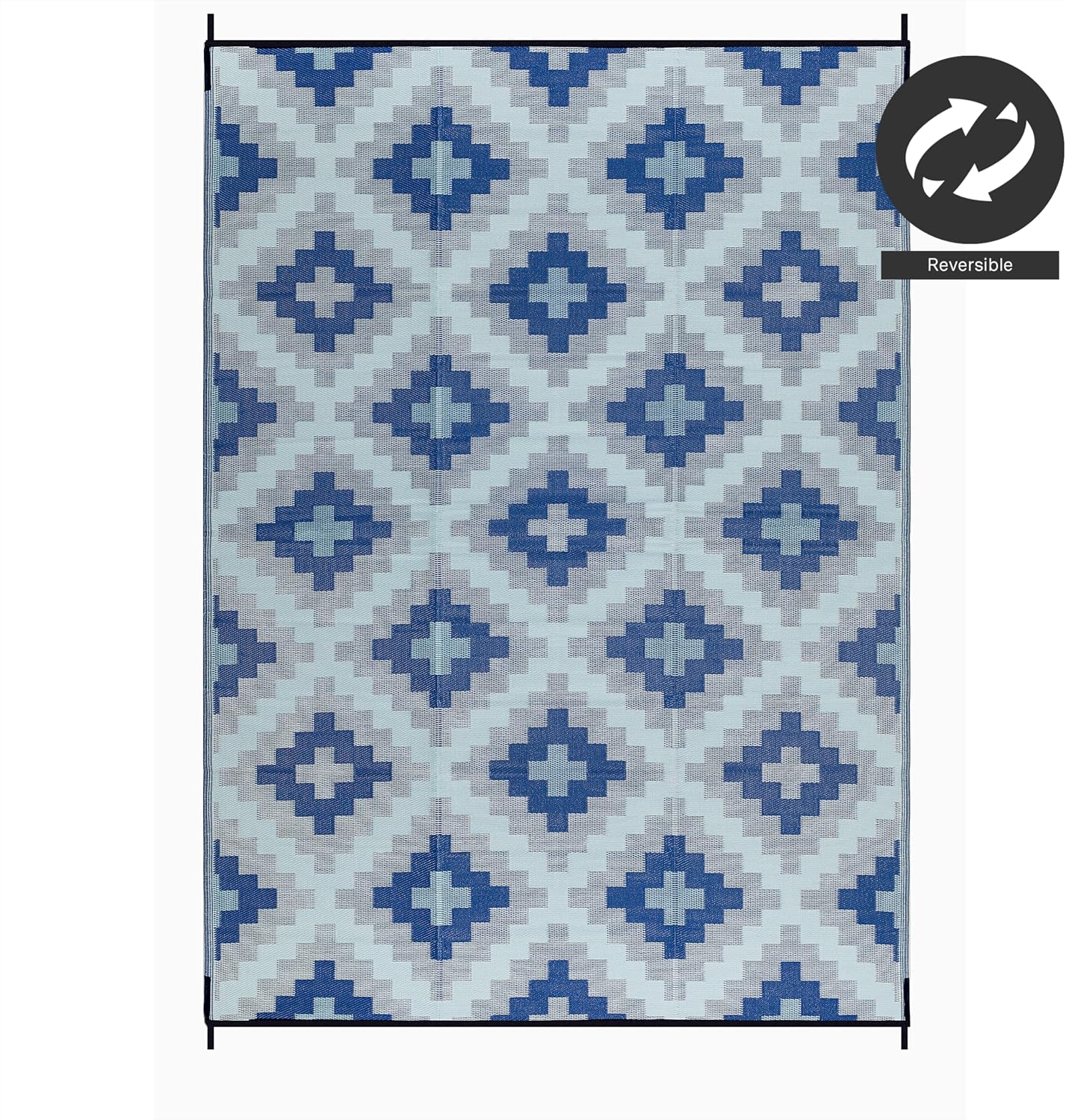 FH Home Outdoor Camping Rug - Waterproof, Fade Resistant, Reversible - Premium Recycled Plastic - Striped - Large Patio, Deck, Sunroom